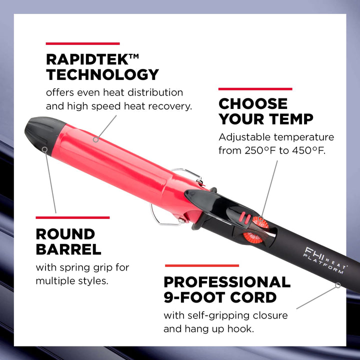 FHI HEAT Platform Tourmaline Ceramic Professional Curling Iron, 1 Ã‚¼-Inch