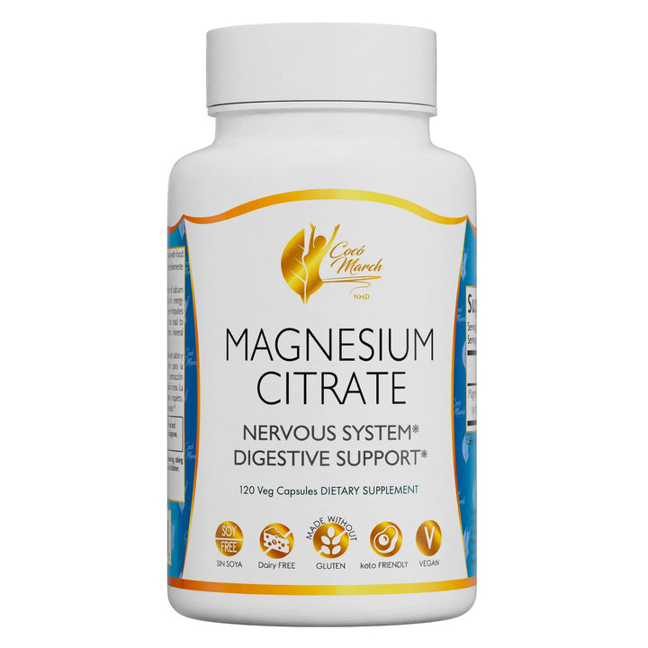 Coco March Magnesium Citrate - Relaxation- Sleep - Nervous & Digestive System Support, Gluten Free, Soy Free, Dairy Free, Keto Friendly, Vegan, 800 mg per Serving, 120 Capsules