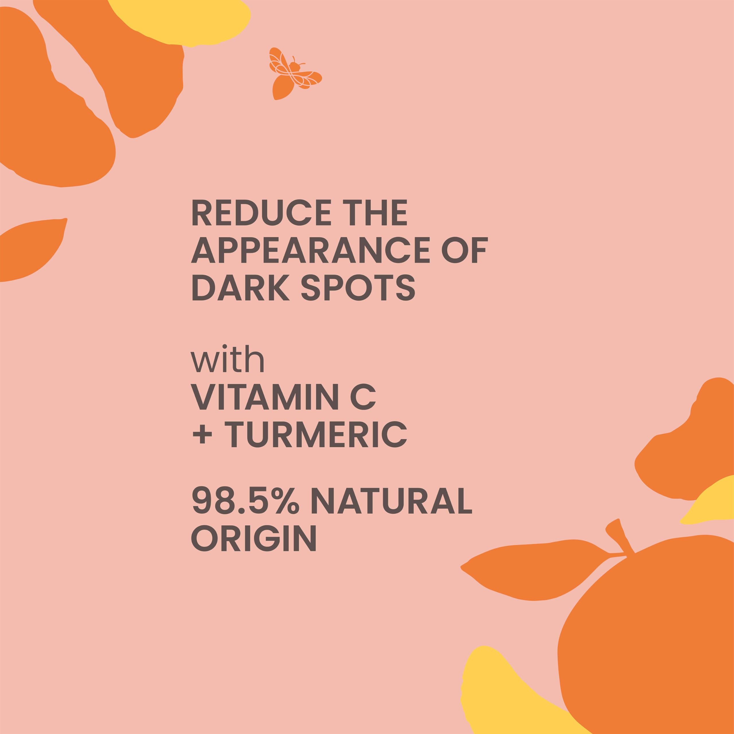 Burt's Bees Vitamin C Turmeric Face Serum, Brightens Skin & Visibly Reduces Dark Spots, Fine Lines & Wrinkles, Naturally Hydrating, Lightweight - Brightening Booster (1 oz)