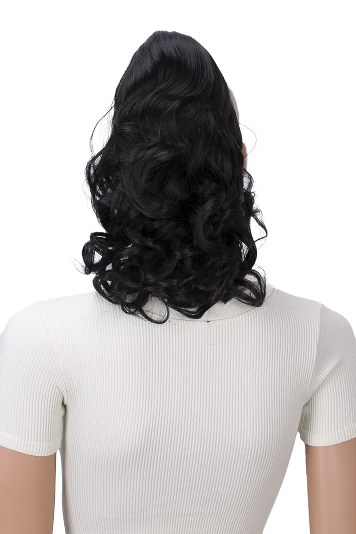 PRETTYSHOP 20 & 120g Hair Piece Pony Tail Extension 2 IN 1 Curled Wavy Heat-Resisting Diverse Colors (black brown 2 H8-2)