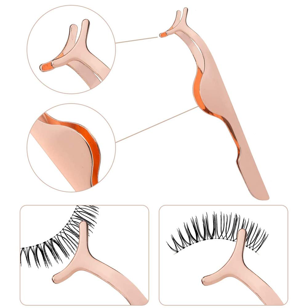 Eyelash Curler, Eyelash Tweezers, Stainless Steel Eyelash Curler, Eyelash Curler Set with 5 Silicone Refill Pads, Eyelash Extension Tweezers, Remover Clip Tweezers Nipper for Various Eye Shape