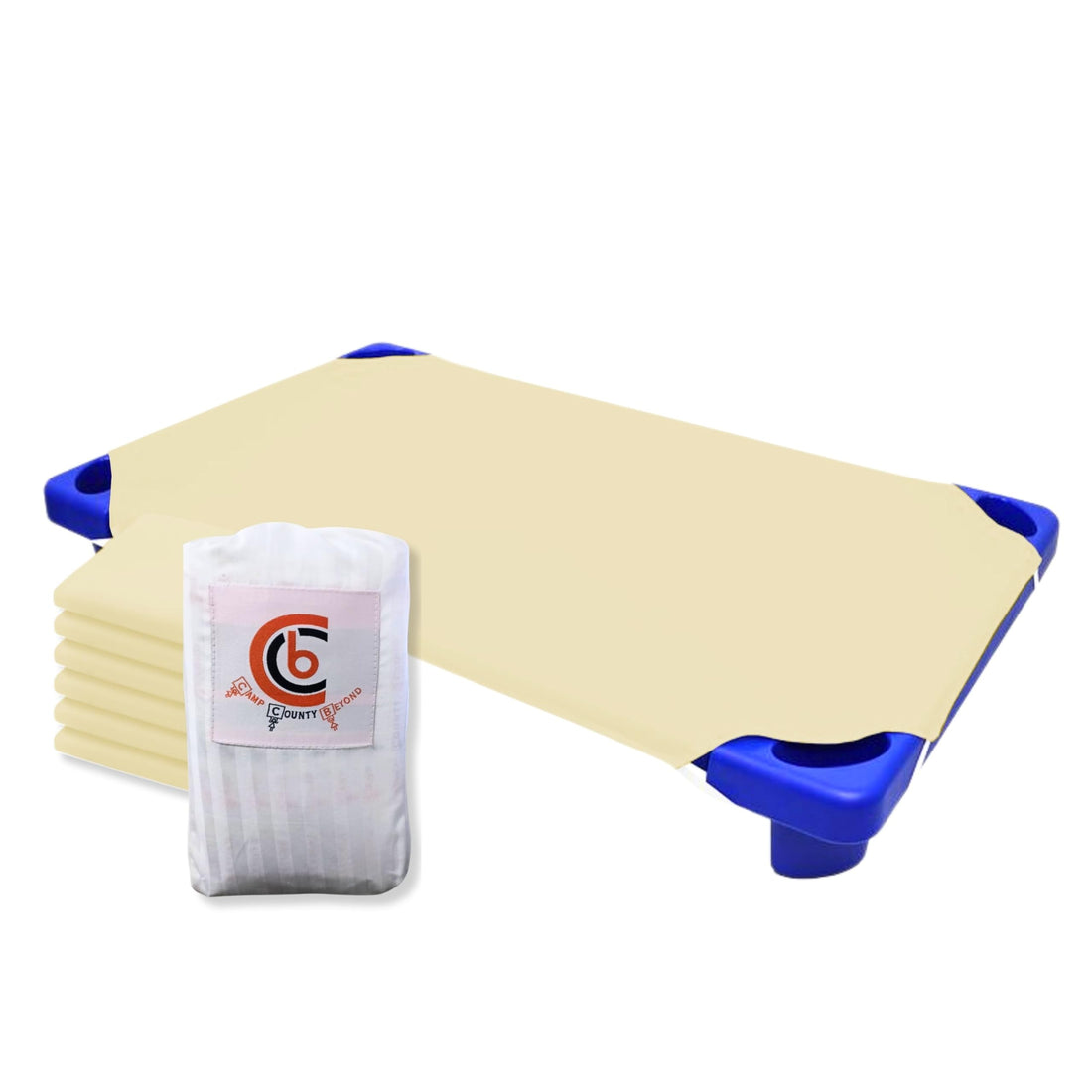 Camp County Beyond Cot Sheets for Toddler and Preschool - Daycare/Pre-School Cot Sheet - Corner Elastic Loops - Cot Bed Fitted Sheet - Poly Cotton Surface Pack of 6 (22 W X 52 L) - Navy Blue