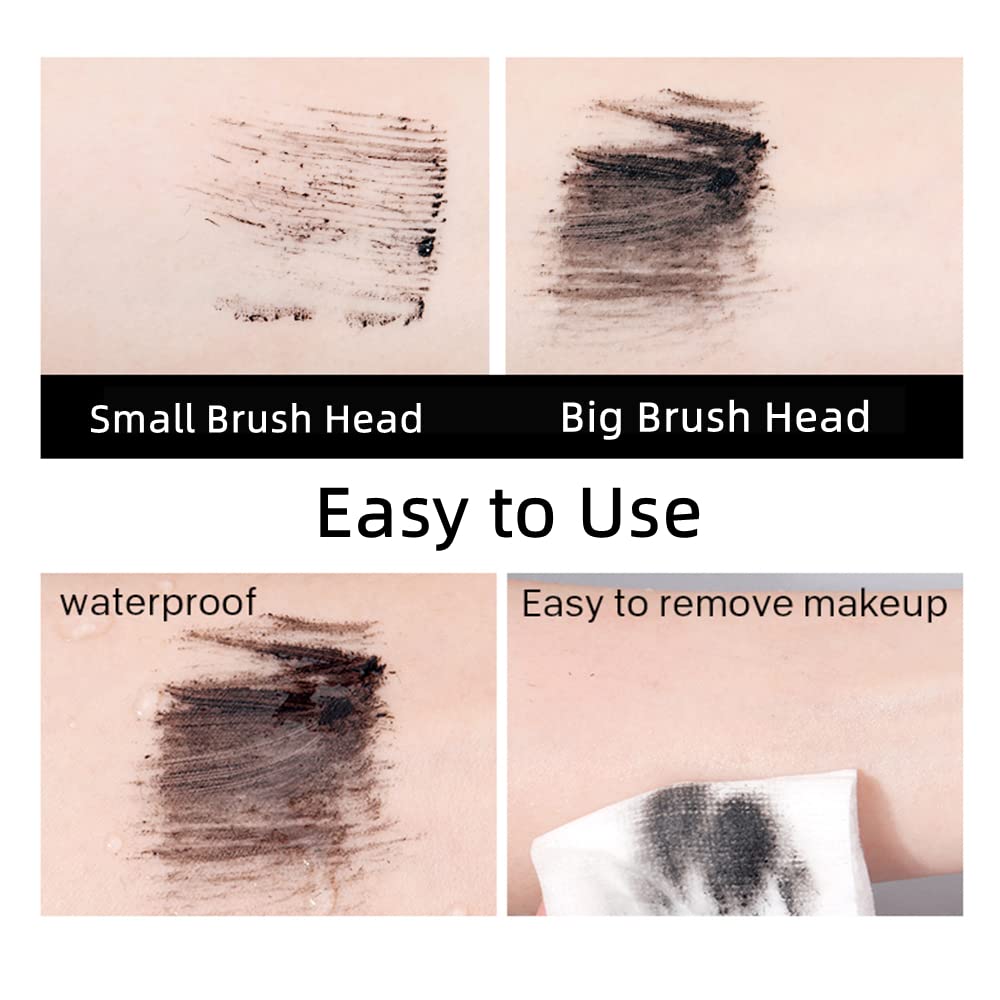 2 in 1 Mascara for Fine Short Eyelash,Big and Small Brush, Washable Voluminous Eyelash Mascara Intense Lengthening Mascara for Women and girl, Black (1 Pcs)