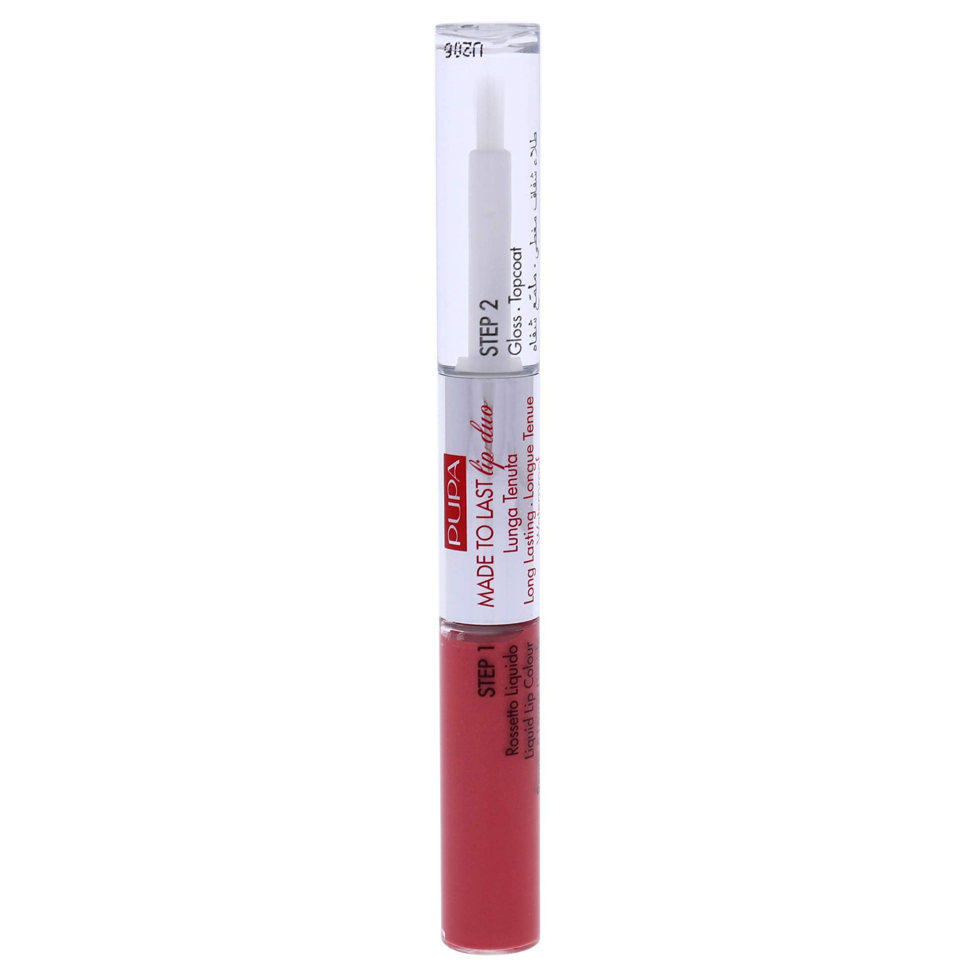 Pupa Milano Made To Last Lip Duo - Comfortable Liquid Lip Color with Top Coat - Waterproof - Long Lasting Hold - Ultra Shiny, Latex Effect Make-Up Result - 008 Miami Pink - 0.13 Oz