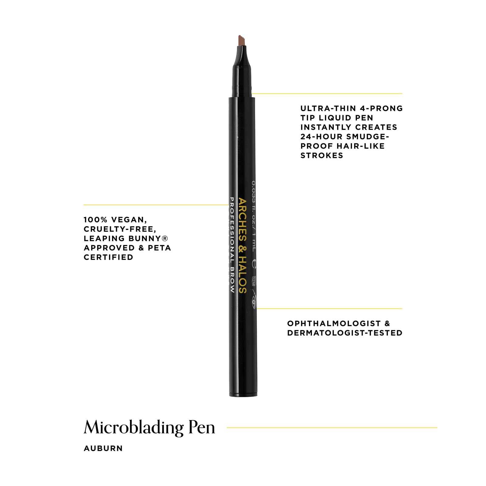 Arches & Halos Microblading Brow Shaping Pen - For a Fuller, More Defined Brow - Long-lasting, Smudge Resistant, Rich Color - Vegan and Cruelty Free Makeup - Auburn