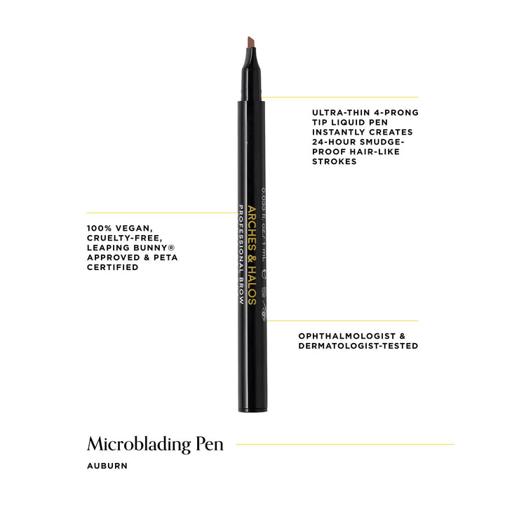 Arches & Halos Microblading Brow Shaping Pen - For a Fuller, More Defined Brow - Long-lasting, Smudge Resistant, Rich Color - Vegan and Cruelty Free Makeup - Auburn