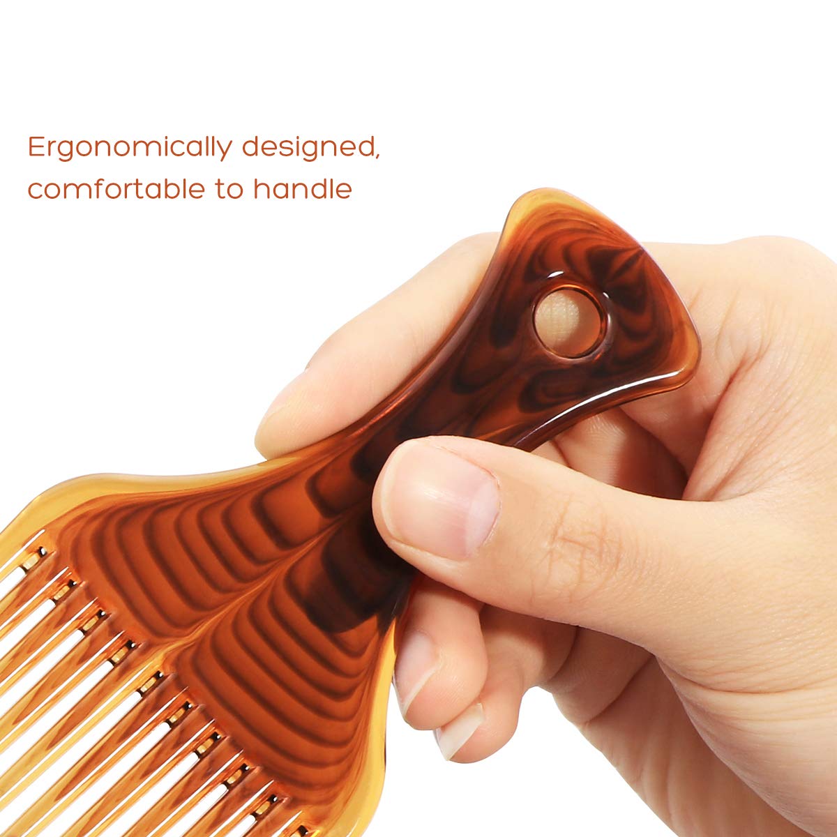 Frcolor Hair Pick Comb Ultra Smooth No Frizz Hair Lift Pick Comb for Hairstyle (Coffee)