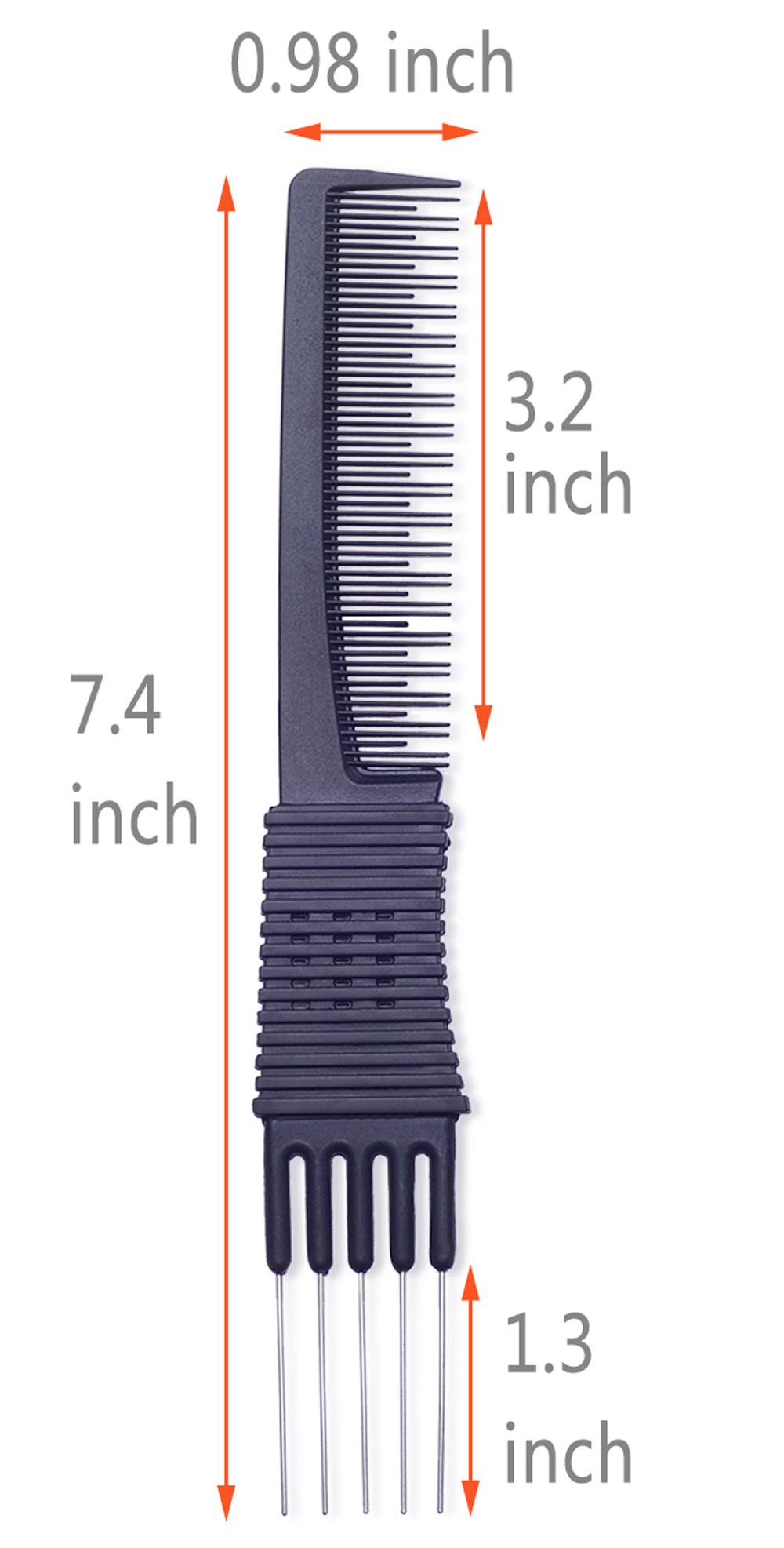 2pcs Professional Salon Teasing Back Combs, Black Carbon Comb