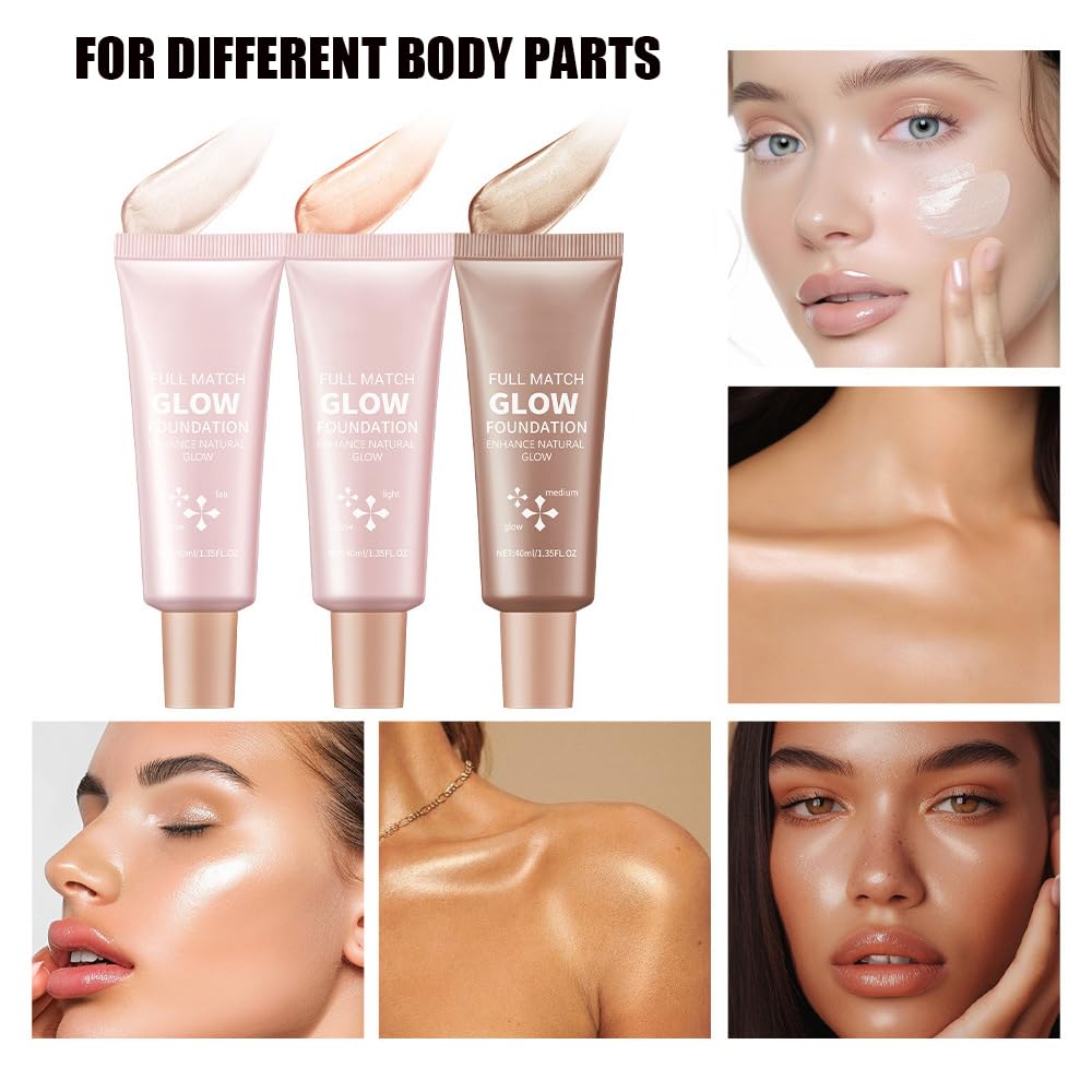 Natural Glow Illuminator Glotion - Hydrating, Long-Lasting Highlighter for Face & Body with Sheer to Light Buildable Coverage and Radiant, Sun-Kissed Look, 1.35 fl oz (#3 Medium, 1 Piece)