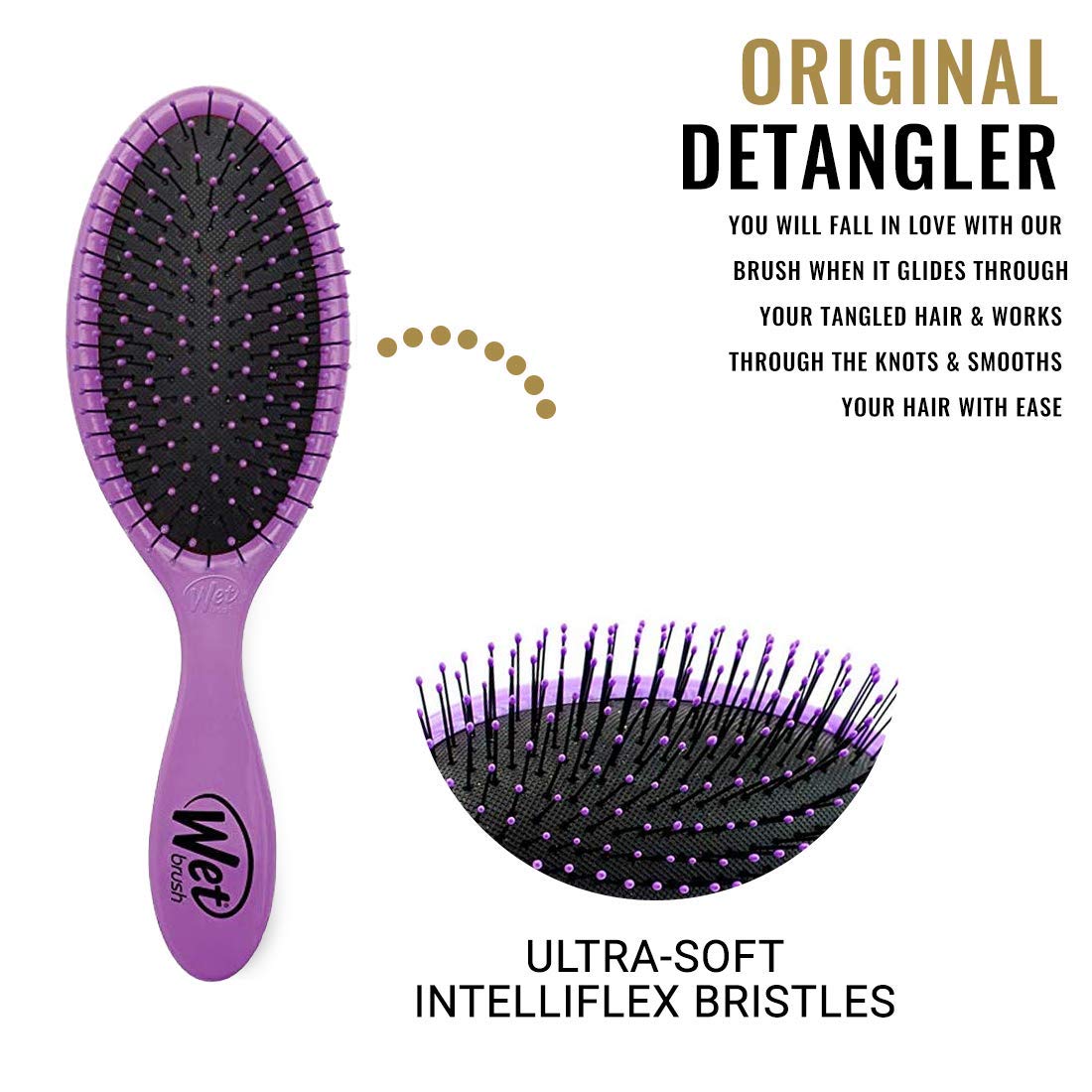 Wet Brush 2 Piece Original Detangler Hair Brush, Purple