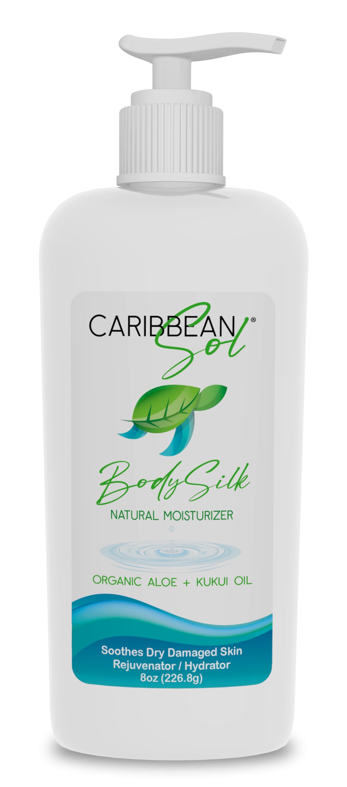 Caribbean Sol Kukui Body Silk After Sun Conditioner Lotion 8 Oz Organic Aloe, Hawaiian And Squalene Oil(Olive) 100% Natural Reef Marine Safe 0081