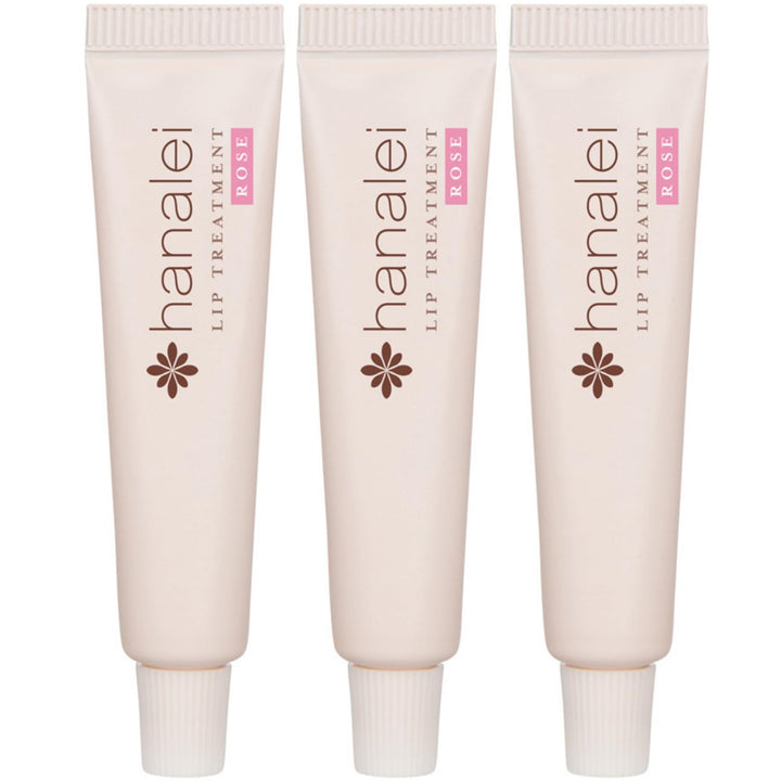 Lip Treatment (Rose) 3 Pack Travel Set by Hanalei, Made with Kukui Oil, Shea Butter, Agave, and Grapeseed Oil Soothe Dry Lips, 3 x 5g (Cruelty free, Paraben Free) MADE IN USA