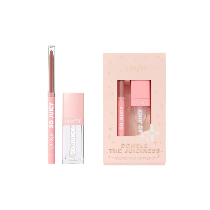 ColourPop Double the Juiciness Plumping Lip Liner & Oil Duo - Non-Sticky Lip Oil & Liner to Plump, Define & Add Shine - Includes Shades Tease & Lychee Jelly (2 Count)