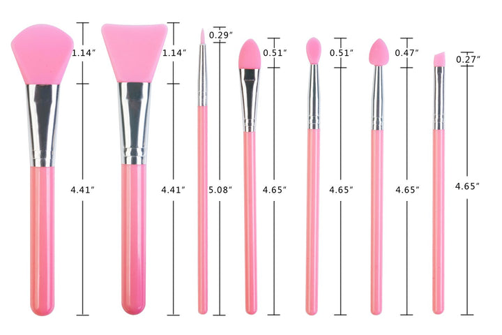 LORMAY 7 Pcs Silicone Makeup Brushes for Face Care, Eyeliner, Eyebrow, Eye Shadow, Lip Care, and UV Resin Epoxy Art Crafting (Pink)