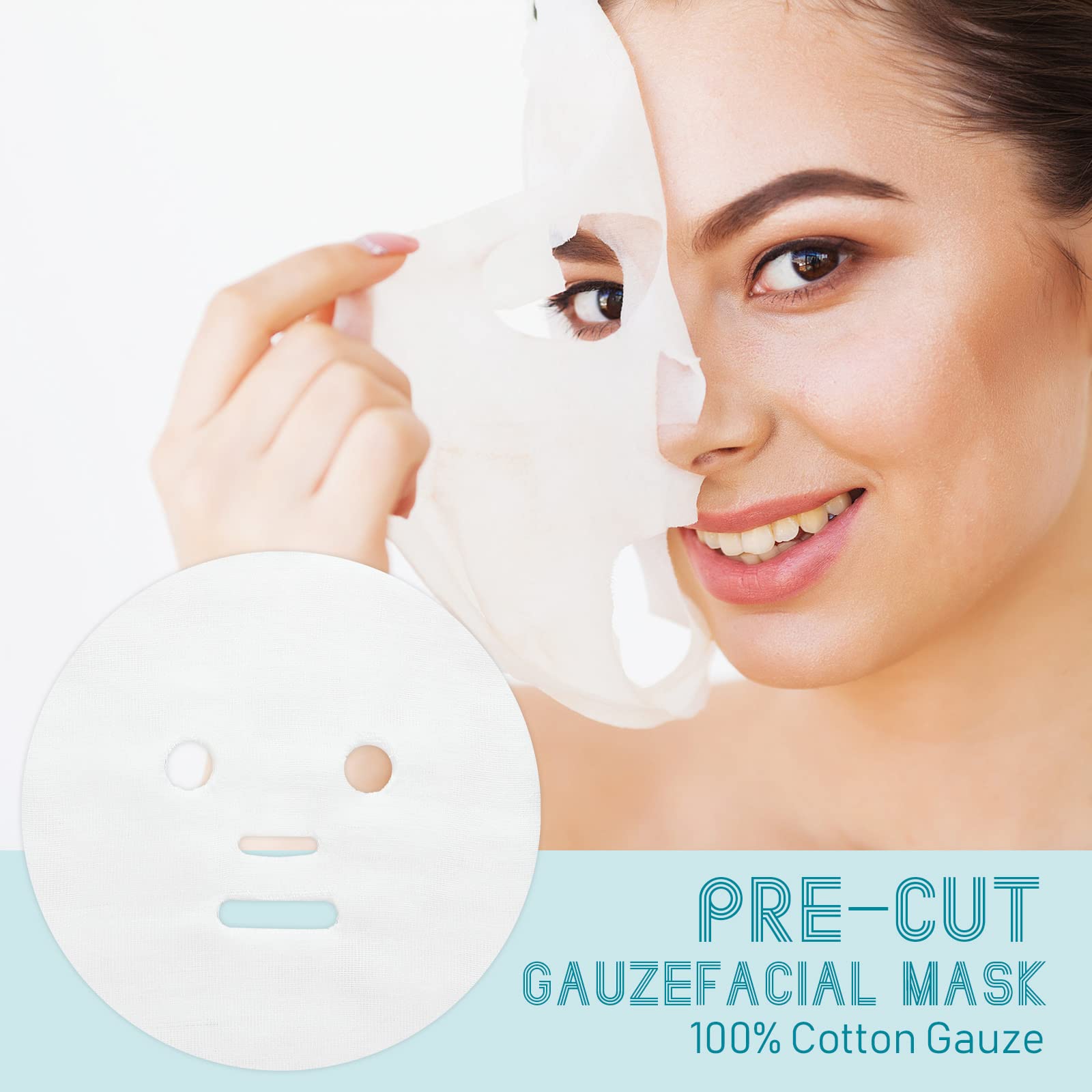 150 Pieces Pre-cut Gauze Facial Cotton Beauty Gauze Skin Care Face for Facial Spa, High Frequency (8 x 10 Inch, Round Face Style)