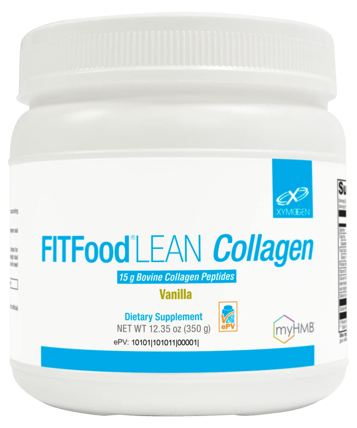 XYMOGEN FIT Food Collagen - Bovine Collagen Peptides Powder with HMB + Vitamin D3-15g Collagen Protein to Support Muscle Recovery & Collagen Production - Vanilla Flavor (12.35 oz)