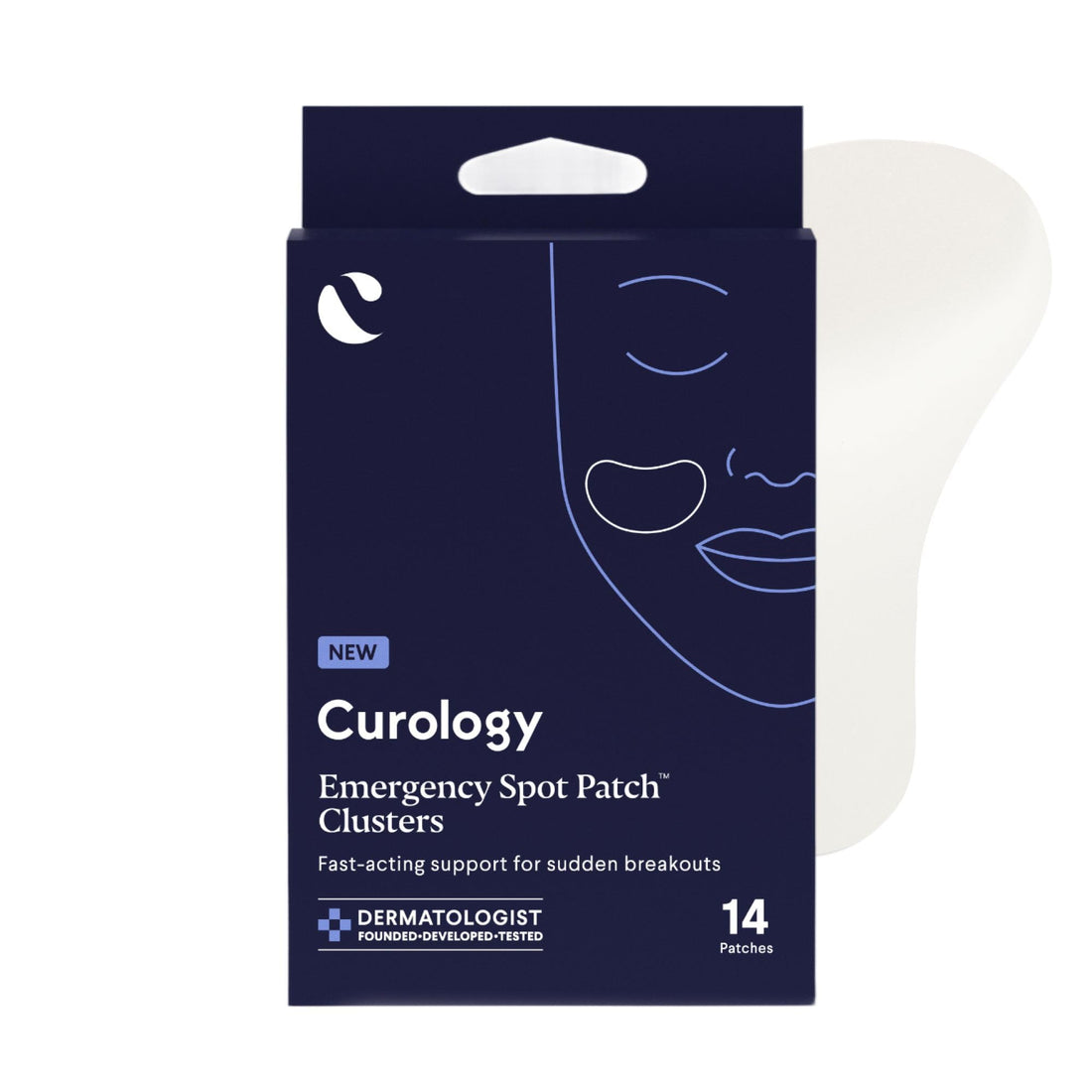 Curology Emergency Spot Patch Clusters for Breakouts, Fast Acting Large Hydrocolloid Pimple Patches for Face, Oil Absorbing, 14 Count
