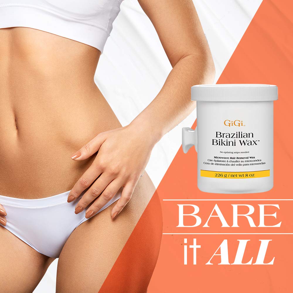 GiGi Brazilian Bikini Wax Microwave Formula, Painless, Residue-Free Hard Wax for Coarse Hair, Perfect for Sensitive Areas, 8 oz, 1-pack