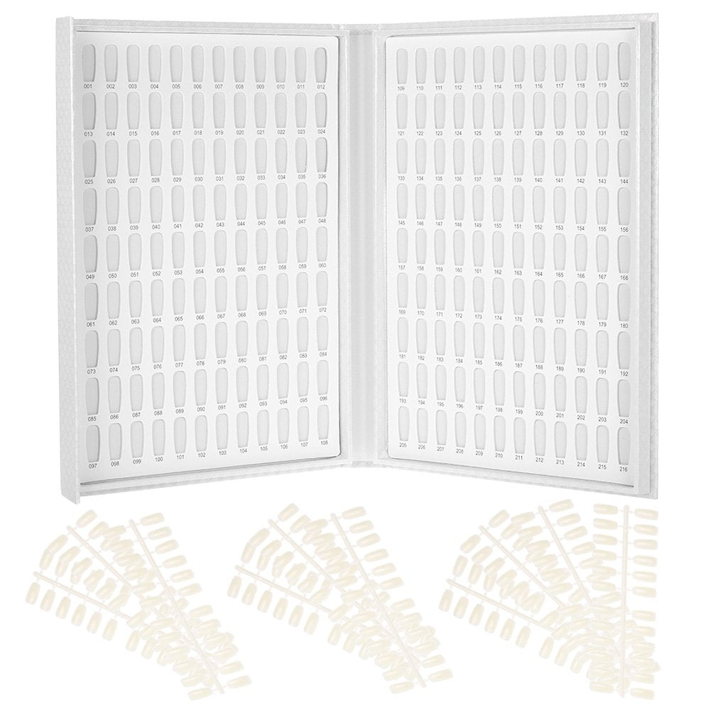 216 Colors Nail Display Book,Anself s Nail Gel Polish Display Chart with 240 Tips Practice Design Card Nail Art Salon Set White