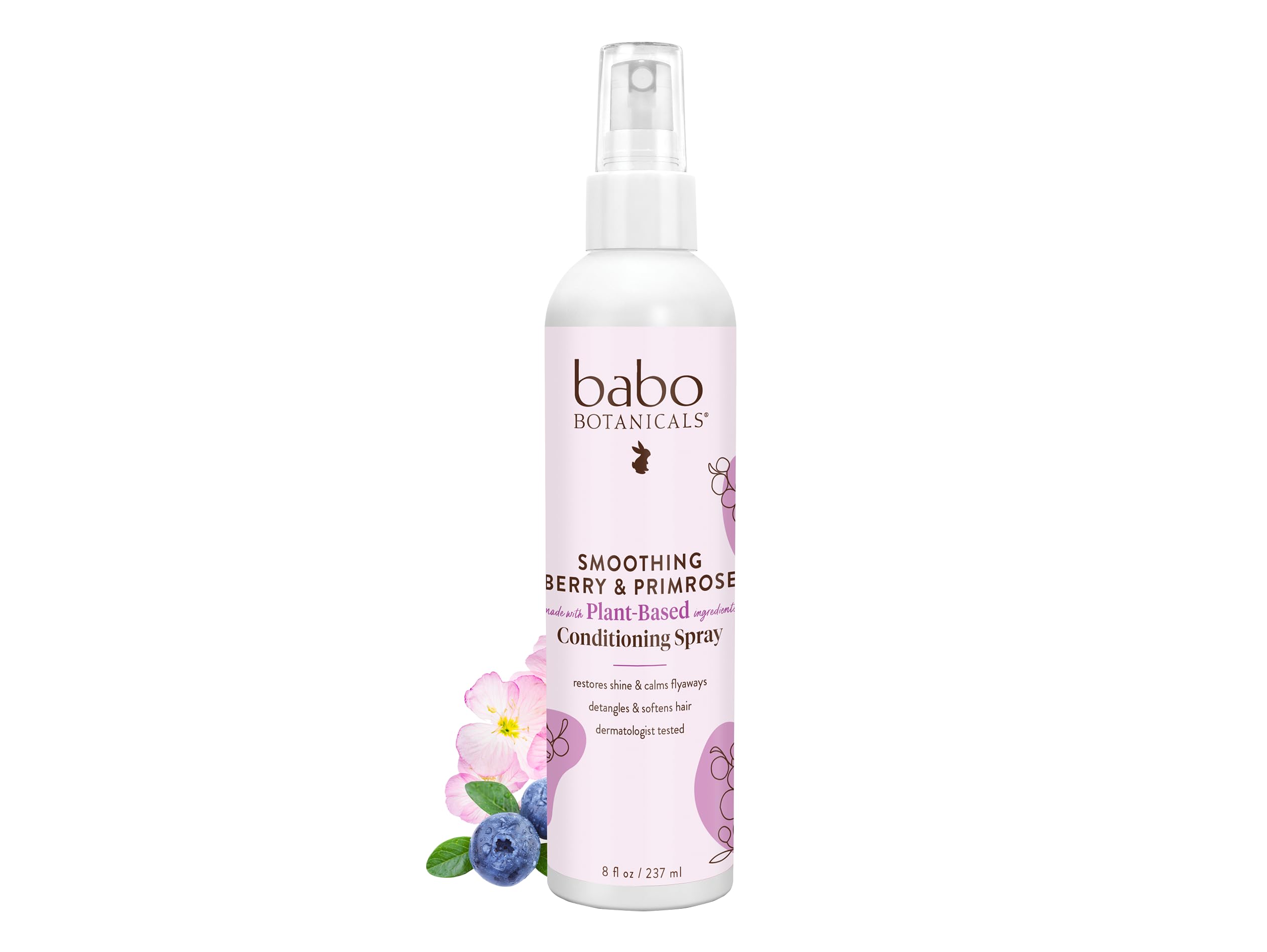 Babo Botanicals Smoothing Berry Conditioning Spray - Detangling & Nourishing - Eliminates Frizz & Prevents Static - Evening Primrose Oil - Non-Aerosol - For all ages - Light Berry Fragrance