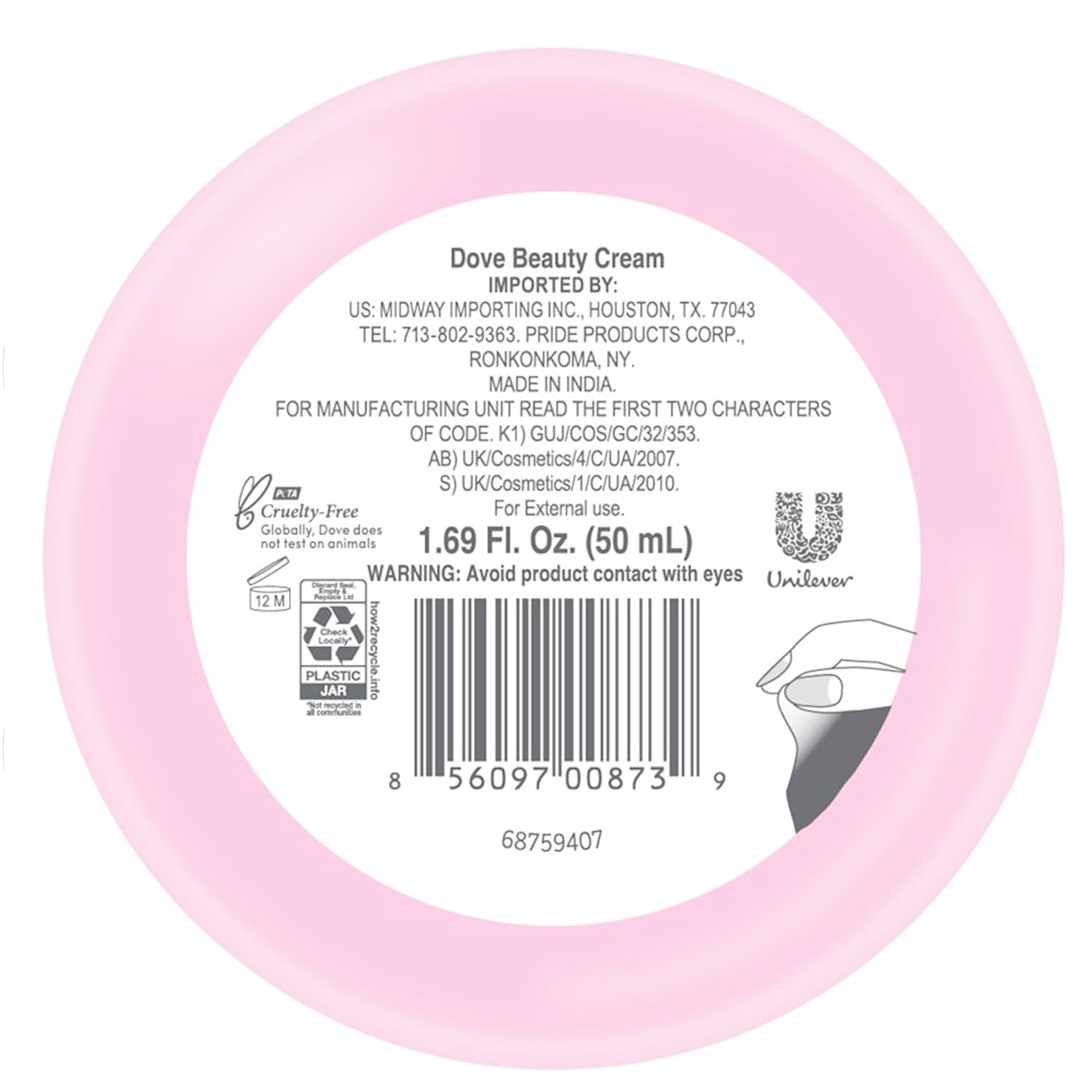 Dove Body Love Beauty Cream, Face & Body, 6-Pack – 24H Moisturizing Cream for Dry Skin, Travel-Size, 1.69 Fl Oz Ea