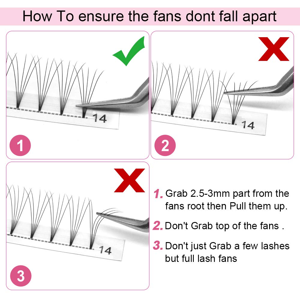 Premade Fans Eyelash Extensions 5D-D-0.10-13 Short Stem Premade Volume Eyelash Extensions 3D 5D 7D Volume Lash Extensions 9 to 20 mm Pre made Lash Fans C D Curl .07 .10(5D-D-0.10,13mm)