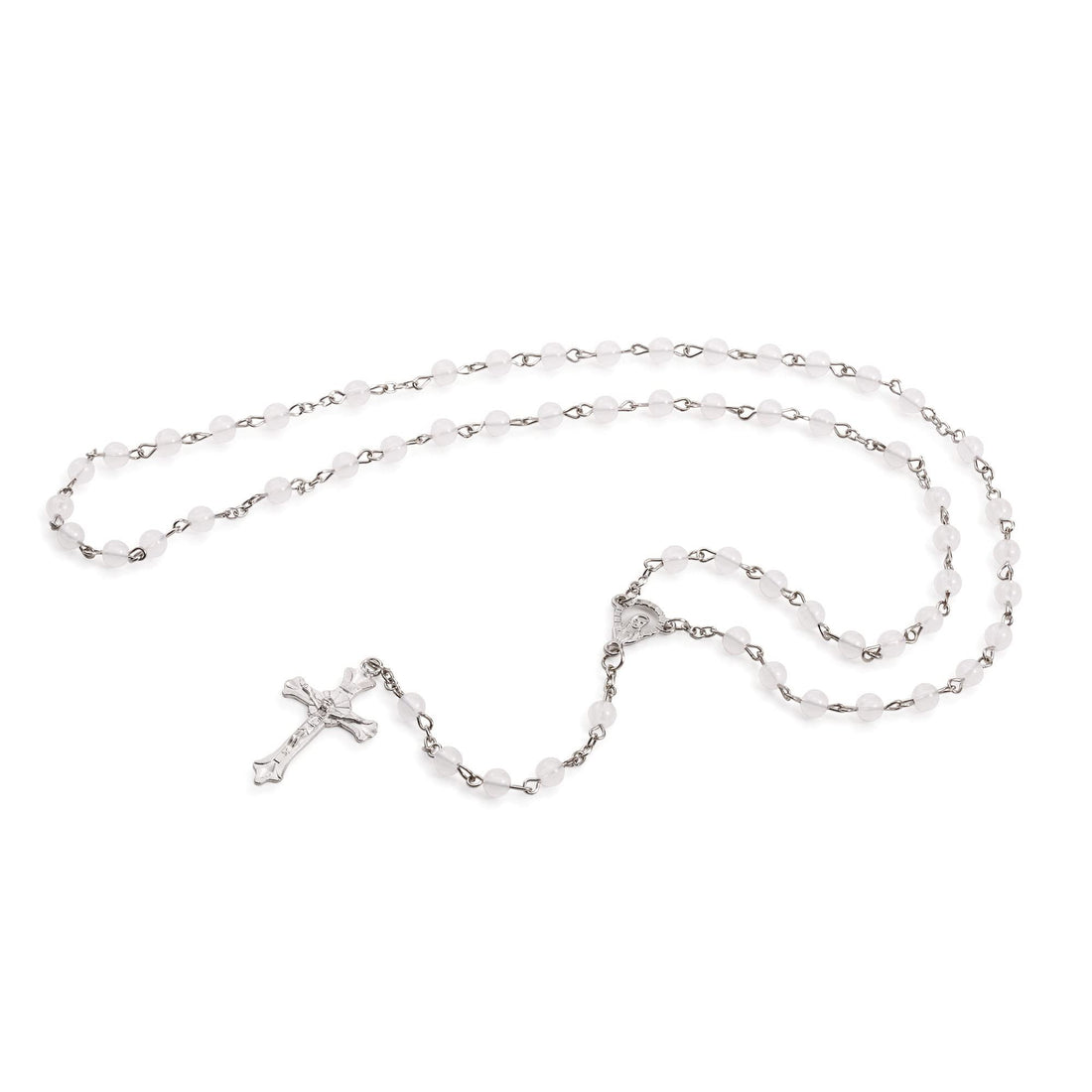 DEMDACO Rosary Classic White 3 x 2 Glossy Porcelain Decorative Trinket Box Set