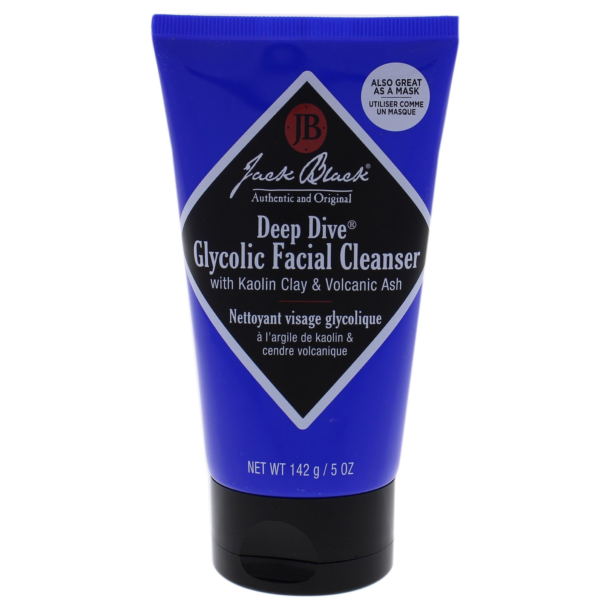 Jack Black - Deep Dive Glycolic Facial Cleanser, 5 Fl Oz – Clay-Based Cleanser, PureScience Formula, Facial Cleanser and Mask, Recommended for Normal, Dry, or Oily Skin, Glycolic Acid