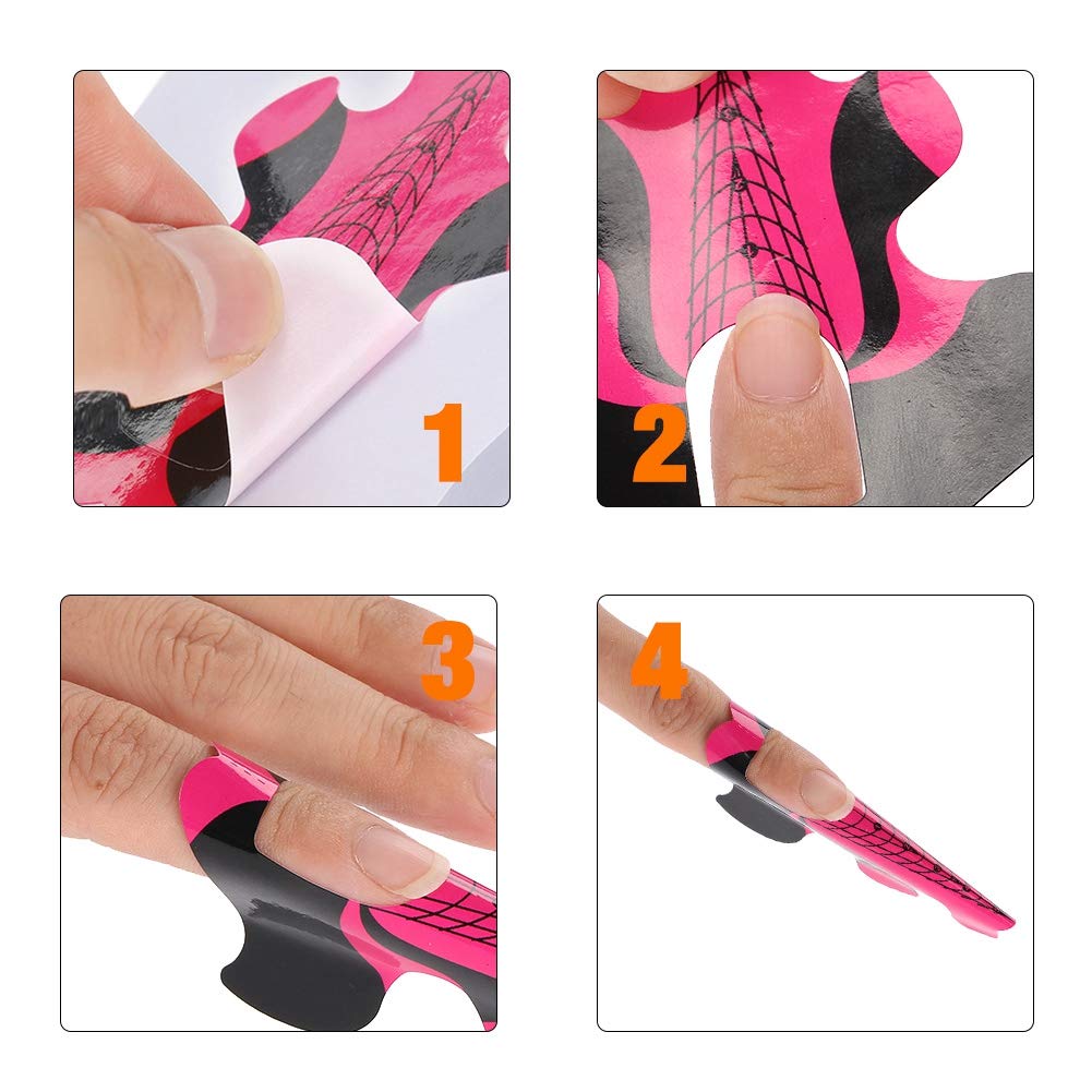 Rotekt 100pcs Nail Forms for Nail Extension UV Builder Gel Paper Tray Nail Art Accessories