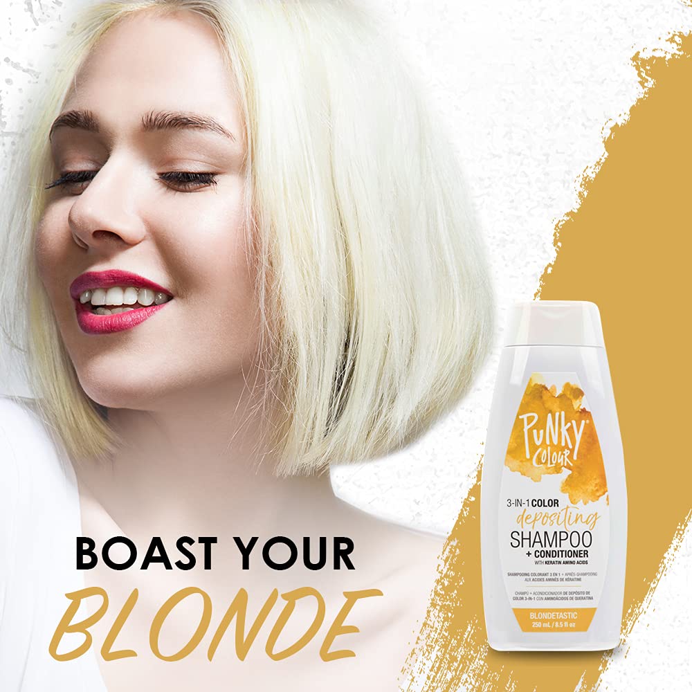 Punky Blondetastic 3-in-1 Color Depositing Shampoo & Conditioner with Shea Butter and Pro Vitamin B that helps Nourish and Strengthen Hair, 8.5 oz