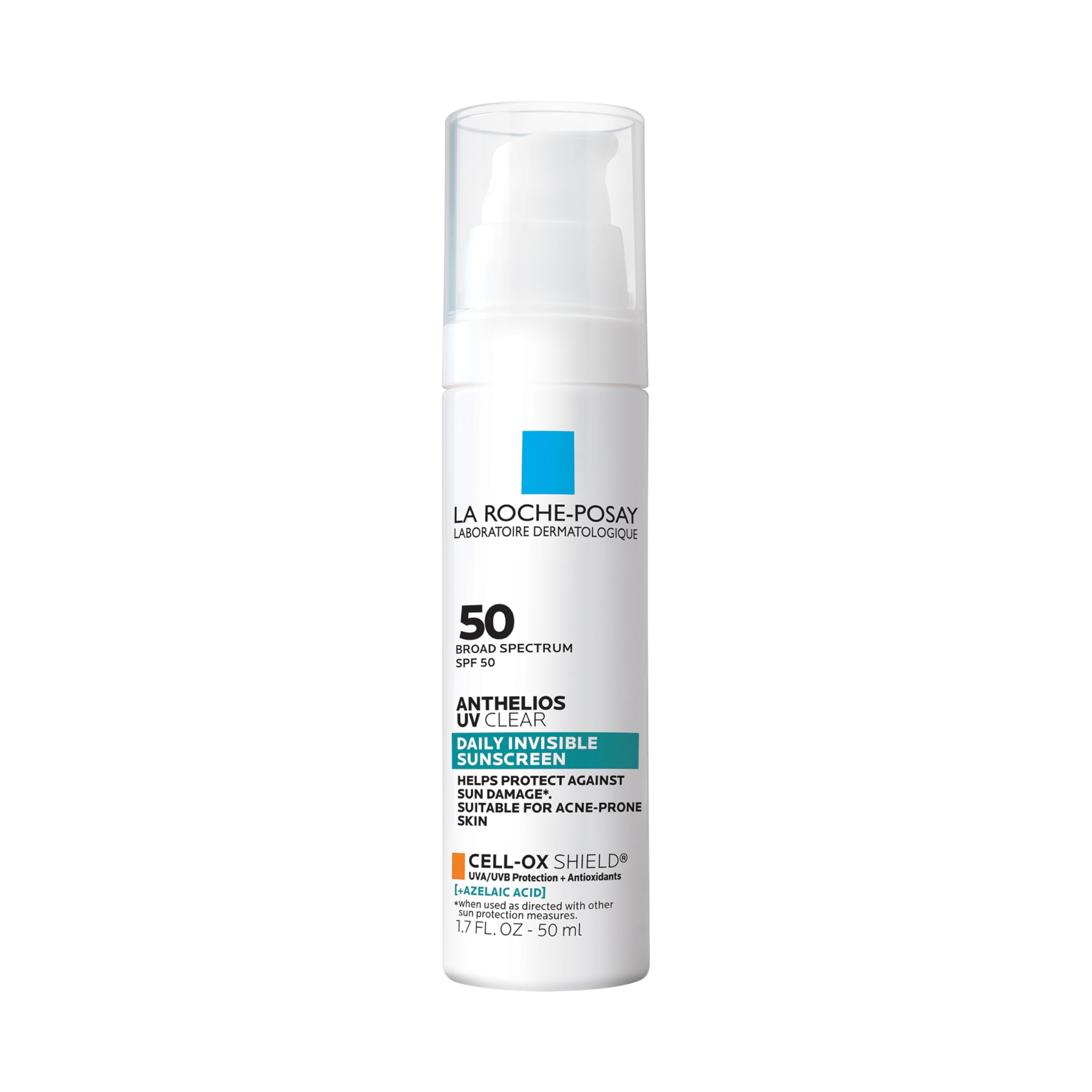 La Roche Posay Anthelios UV Clear Sunscreen SPF 50, Daily Sunscreen for Face with Azelaic Acid, Broad Spectrum Invisible SPF Protection for Acne and Rosacea Prone Skin