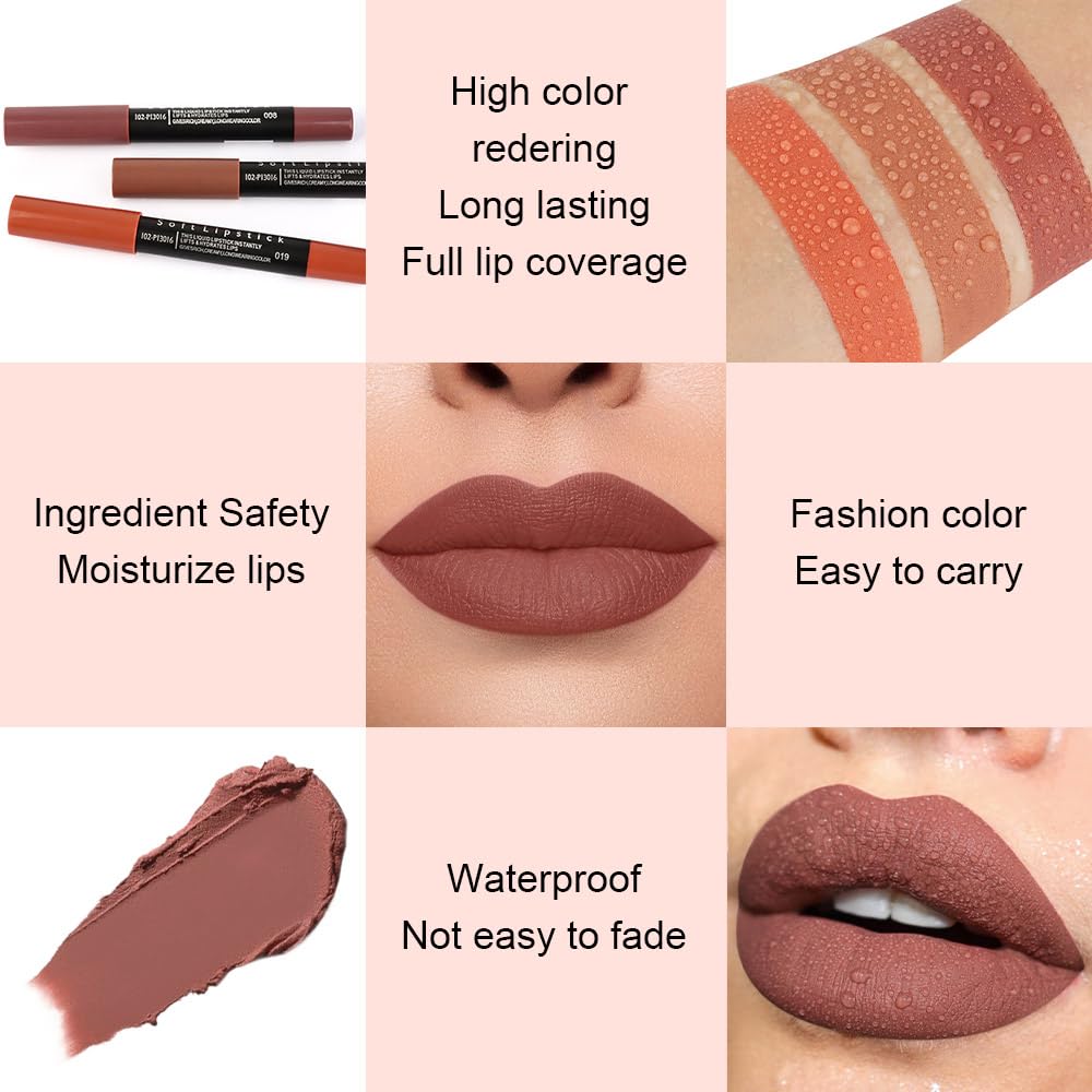 BINGBRUSH Smooth Longwear Lipstick Pack Set, Matte Color Stick Ultimate Lip Crayon for Makeup Collection - Waterproof Velvet Lipgloss Lip Stain (08#)