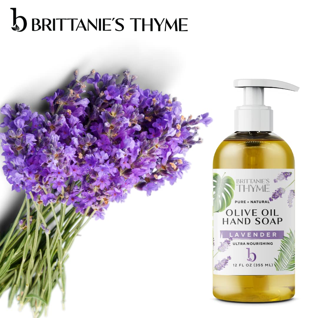 Brittanie27s Thyme Lavender: Organic Hand Soap, Lavender, 16 Oz - Made Olive Oil And Natural Luxurious Essential Oils. Vegan & Gluten Free