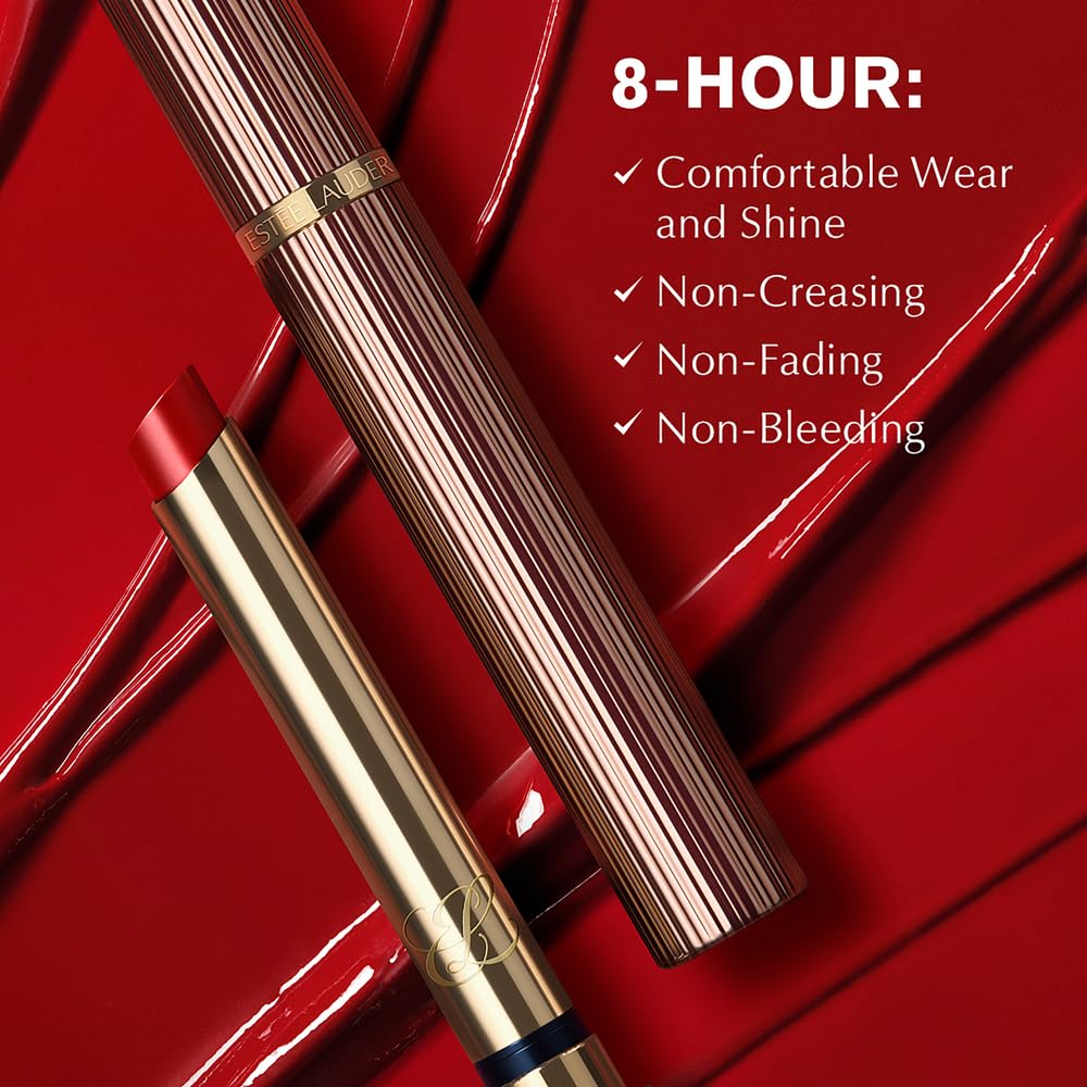 Estée Lauder Pure Color Explicit Long-Lasting Slick Shine Slim Lipstick for Women | Plumping & Hydrating, 222 Heat of the Moment