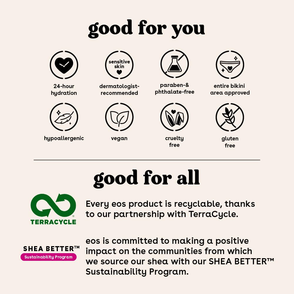 eos Shea Better Shaving Cream for Women - Variety Pack: Pomegranate Raspberry + Pink Citrus | Shave Cream, Skin Care and Lotion with Shea Butter and Aloe | 24 Hour Hydration | 7 fl oz | Pack of 2