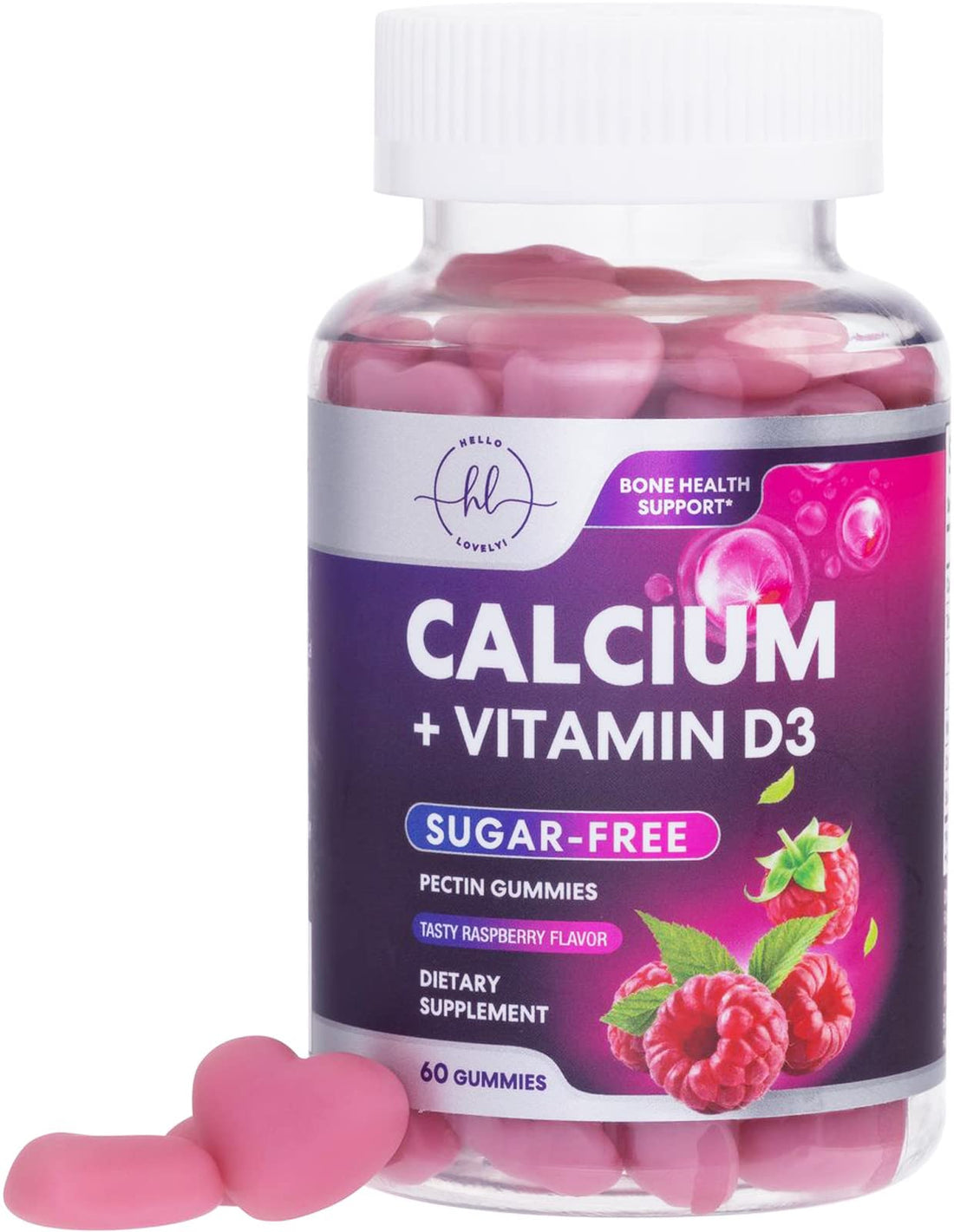 Sugar-Free Calcium Supplements for Women + 400 IU Vitamin D3 - Calcium Chews Gummy for Bone & Immune Support, Supports Teeth & Bone Strength, Chewable Calcium Supplement for Women & Men - 60 Gummies
