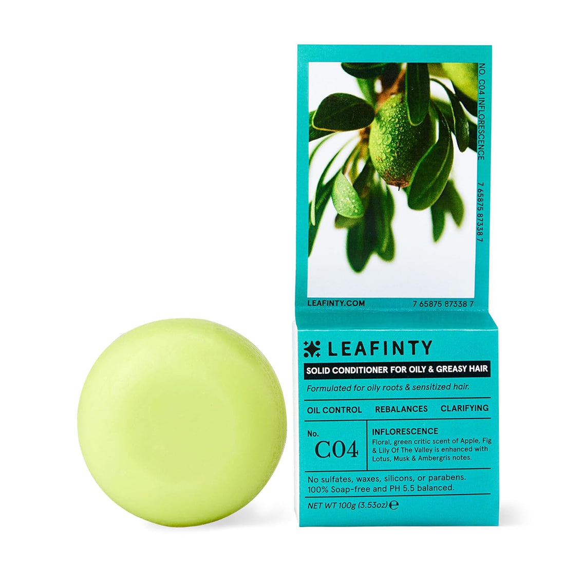 Leafinty Conditioner Bar for Oily Hair- Sulfate Free, Natural, Sustainable, Zero Waste,100g (Pack of 1, up to 75 uses)