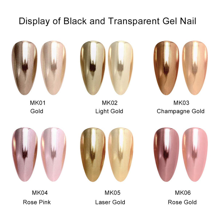 Saviland Chrome Nail Powder Set - 6 Colors Metallic Gold Chrome Nail Powder Mirror Effect Holographic Chameleon Pigment Chrome Powder for Gel Nails Manicure Nail Glitter Dust for Nail Art Decorations