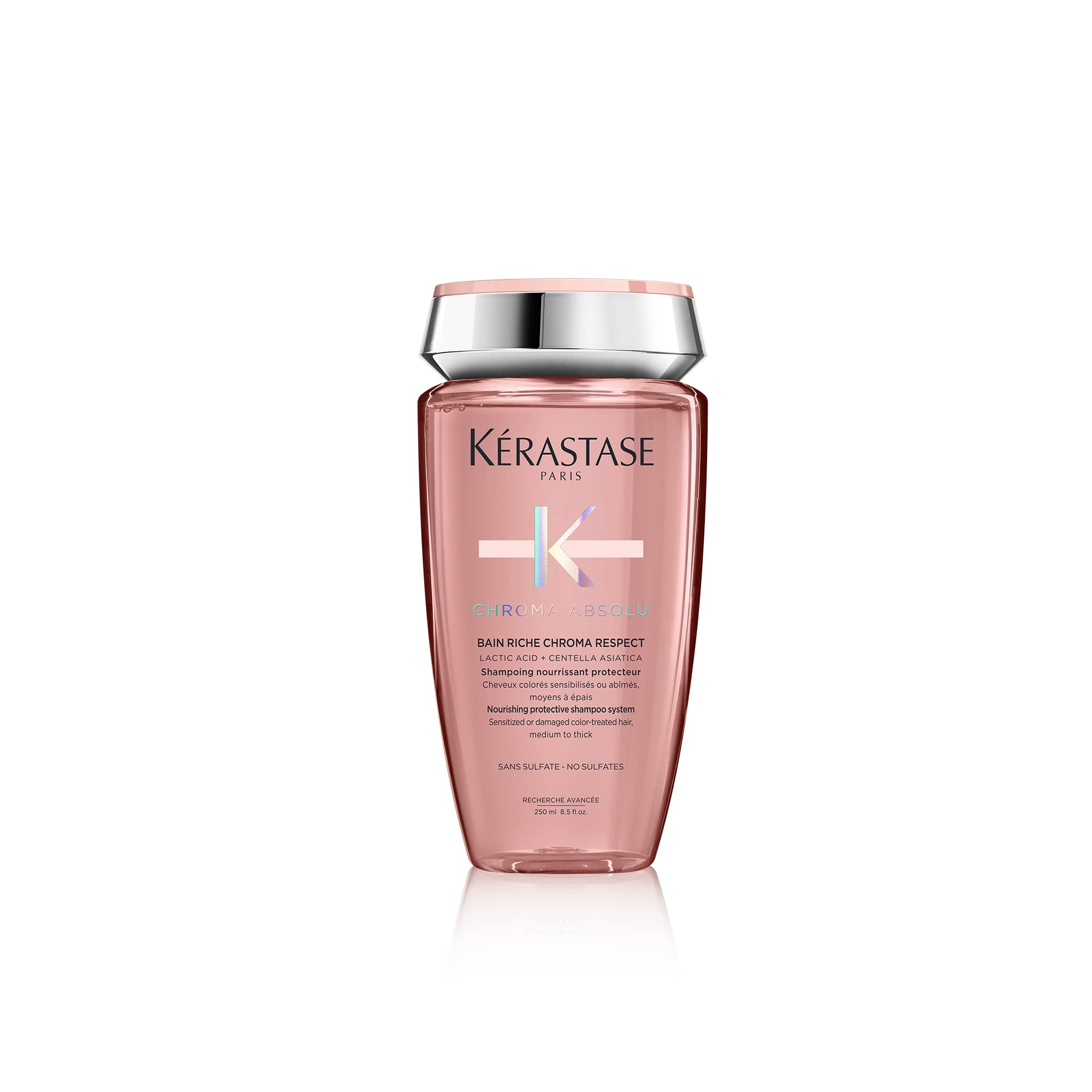 KÉRASTASE Chroma Absolute Chroma Respect Shampoo Riche for Sensitized or Damaged Color-Treated Hair, Protects and Nourishes, Medium To Thick Hair with Lactic Acid, 8.5 Fl Oz