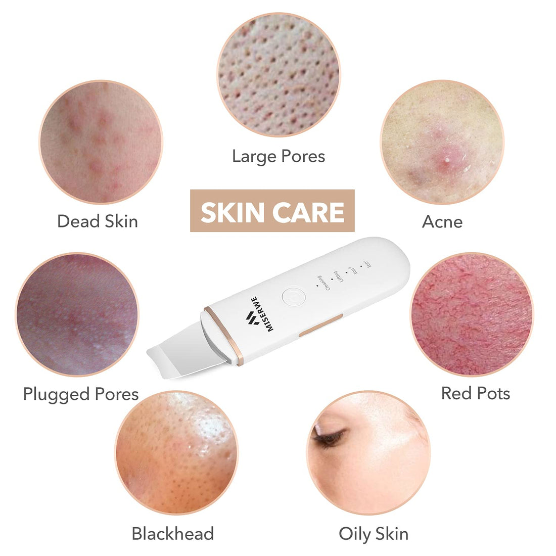 Skin Scrubber Face Skin Spatula Blackhead Remover Pore Cleaner Face Beauty Lifting Tool Comedones Extractor with 4 Modes, Facial Scrubber Spatula for Deep Cleansing With Two Silicone Case