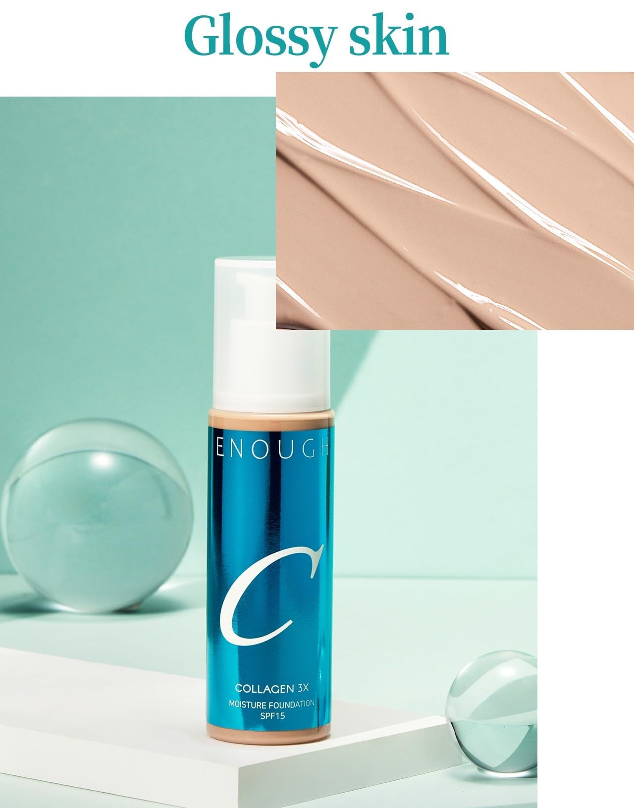 ENOUGH COLLAGEN 3X Moisture Foundation SPF 15, Korean Makeup Full Coverage Tinted Moisturizer, Skin Care Face Sunscreen for Women (#27C Tan Beige, 3.38 fl oz / 100ml)