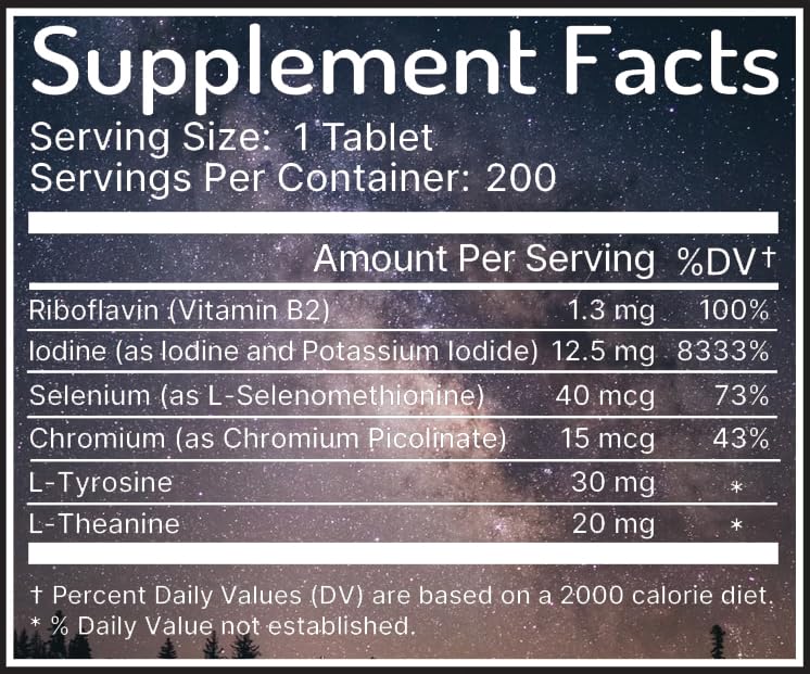 Zen Haus Iodine Supplement 12.5 mg with Selenium (as Selenomethionine) and More - 200 Tablets - Thyroid Plus Immune Support - High Potency Iodine Tablets - Compare to Lugol's Iodine Pills