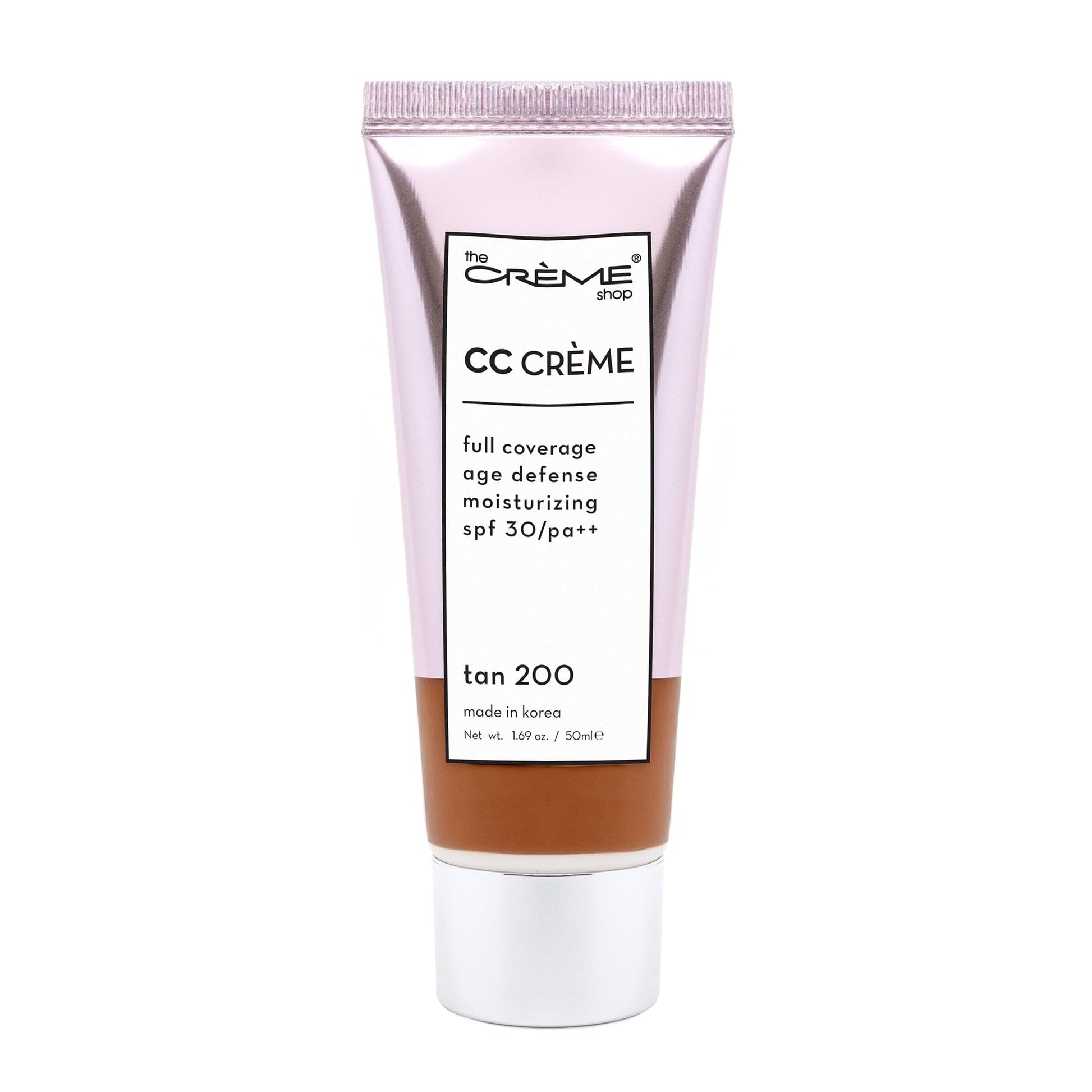 The Creme Shop Color-Adapting Makeup Infused with Kokum Butter, Grapeseed Oil, Cica, Vitamin C, and Aloe Leaf Extract - Full Coverage, Hydrating, SPF 30 - Inclusivity in Every Shade - TAN 200