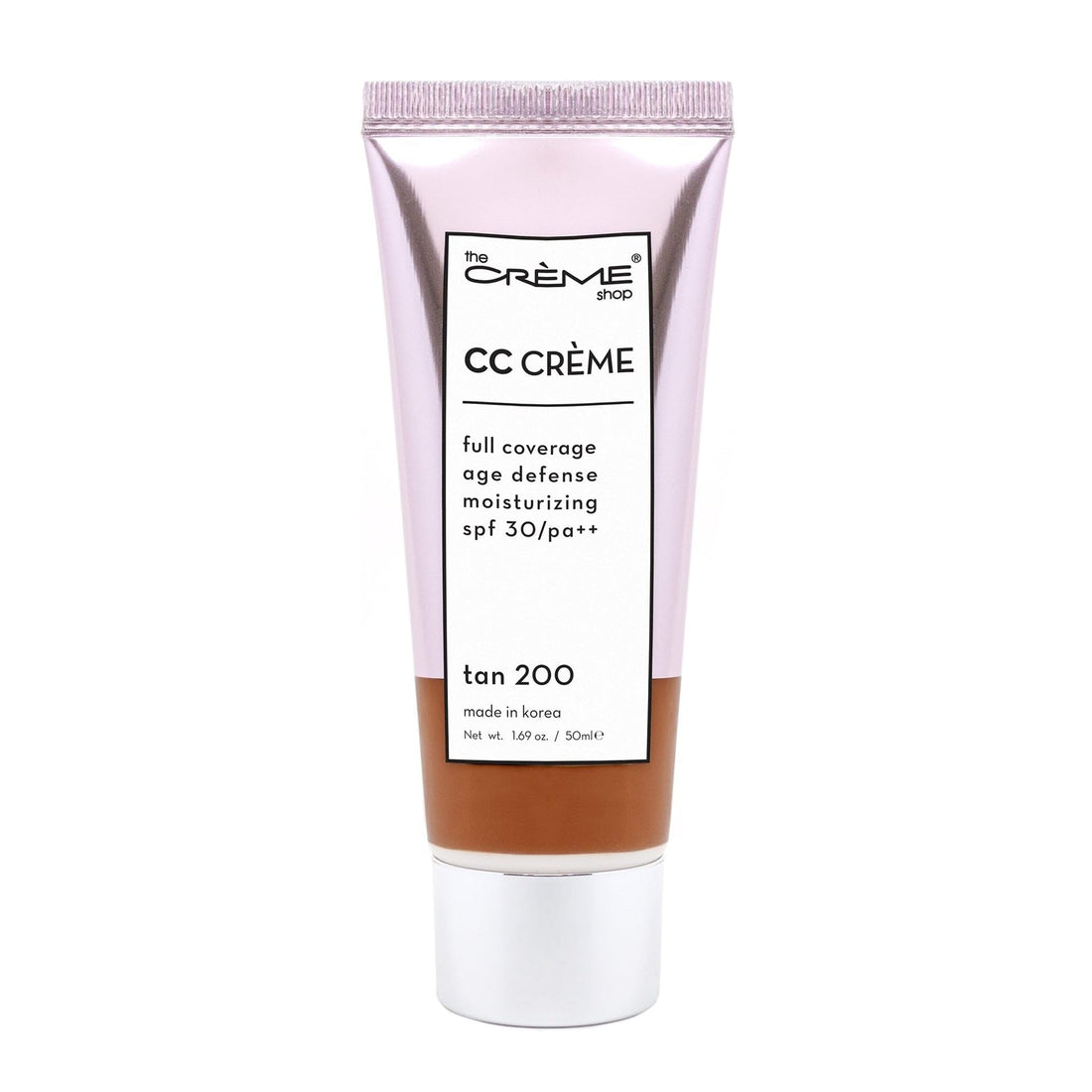 The Creme Shop Color-Adapting Makeup Infused with Kokum Butter, Grapeseed Oil, Cica, Vitamin C, and Aloe Leaf Extract - Full Coverage, Hydrating, SPF 30 - Inclusivity in Every Shade - TAN 200