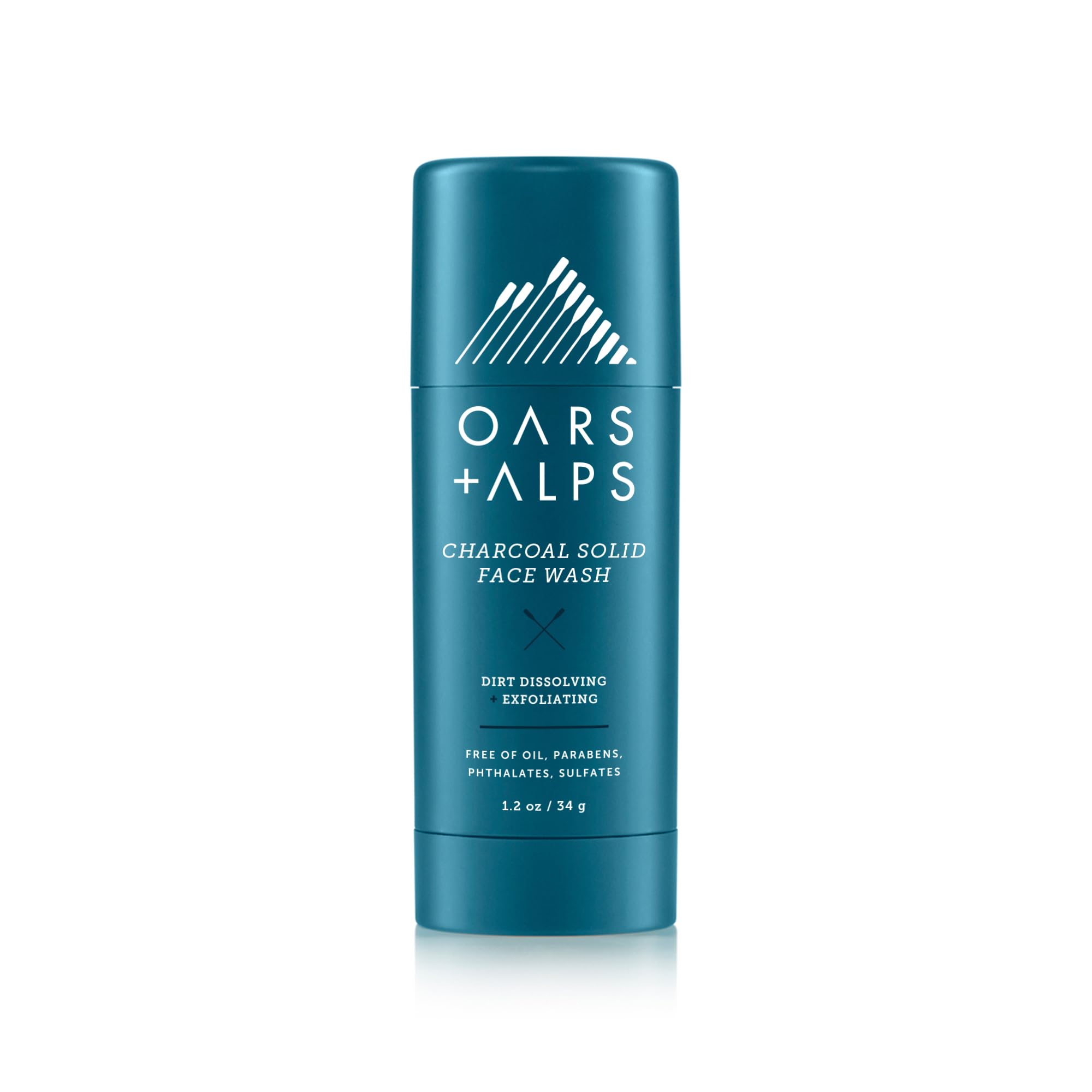 Oars + Alps Natural Face Wash with Activated Charcoal, Exfoliating Facial Cleanser Fights Blackheads and Acne, Travel Size, Vegan and Gluten Free, 1.4 Oz