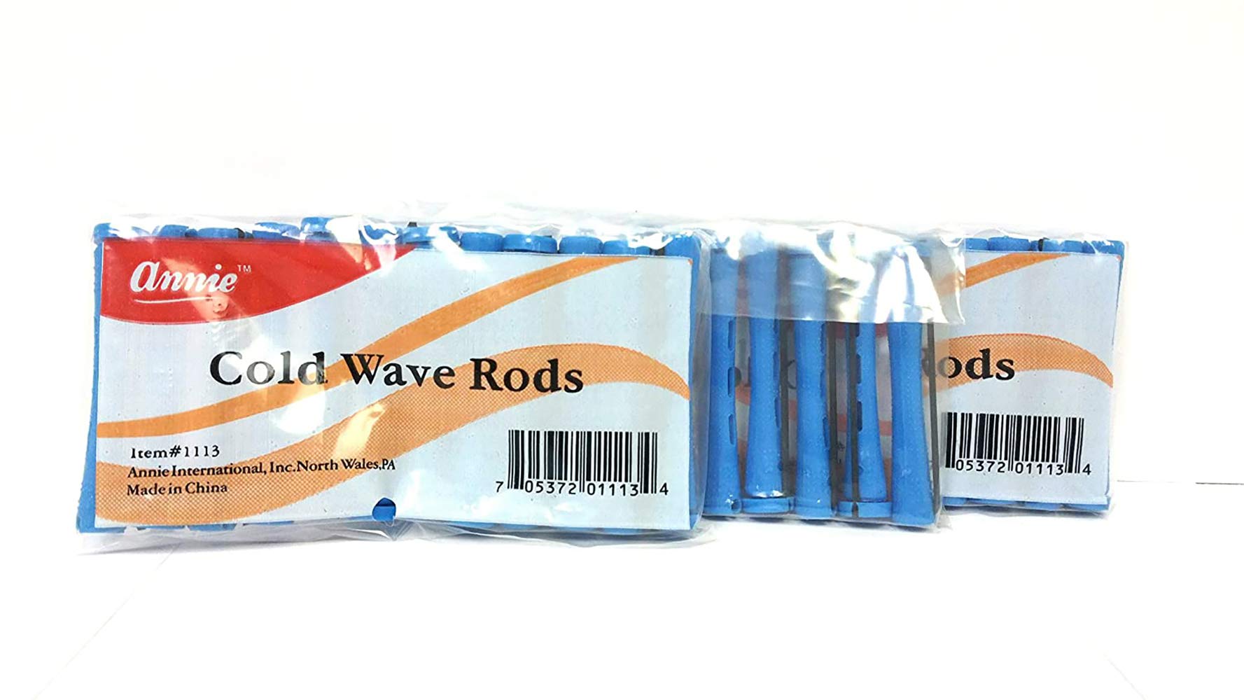Annie Short Cold Wave Rods with Rubber Band for Hair Curling and Perm Styling - Blue - Set of 3 Packs of 12 (36 Pieces)