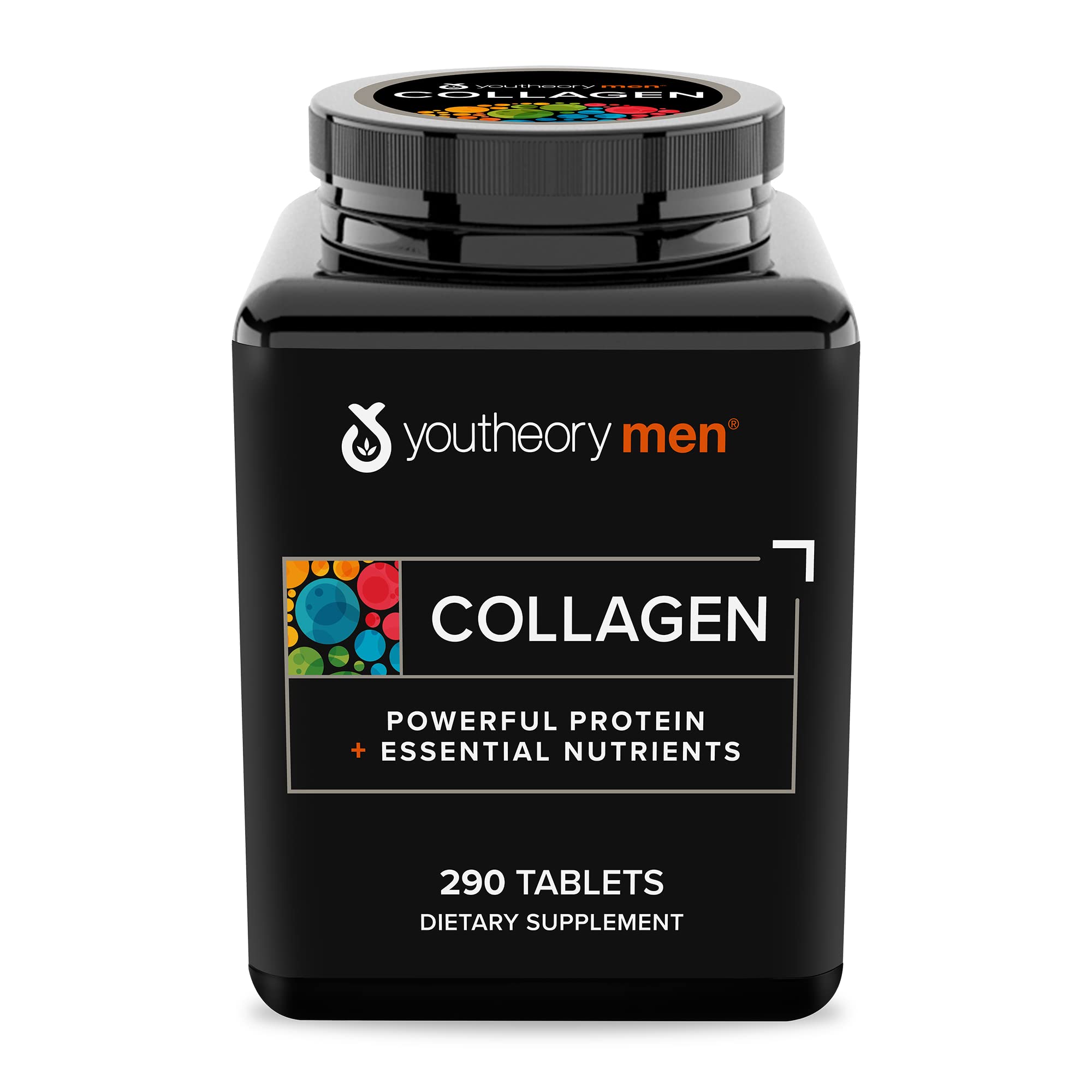 Youtheory Men's Collagen - 5,000 mg Collagen - Daily Collagen Supplements for Men - Hair & Skin Support* - Gluten, Soy & Dairy Free - 290 Tablets