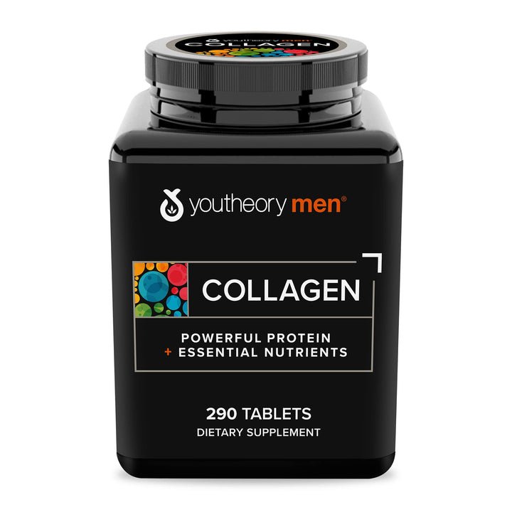 Youtheory Men's Collagen - 5,000 mg Collagen - Daily Collagen Supplements for Men - Hair & Skin Support* - Gluten, Soy & Dairy Free - 290 Tablets