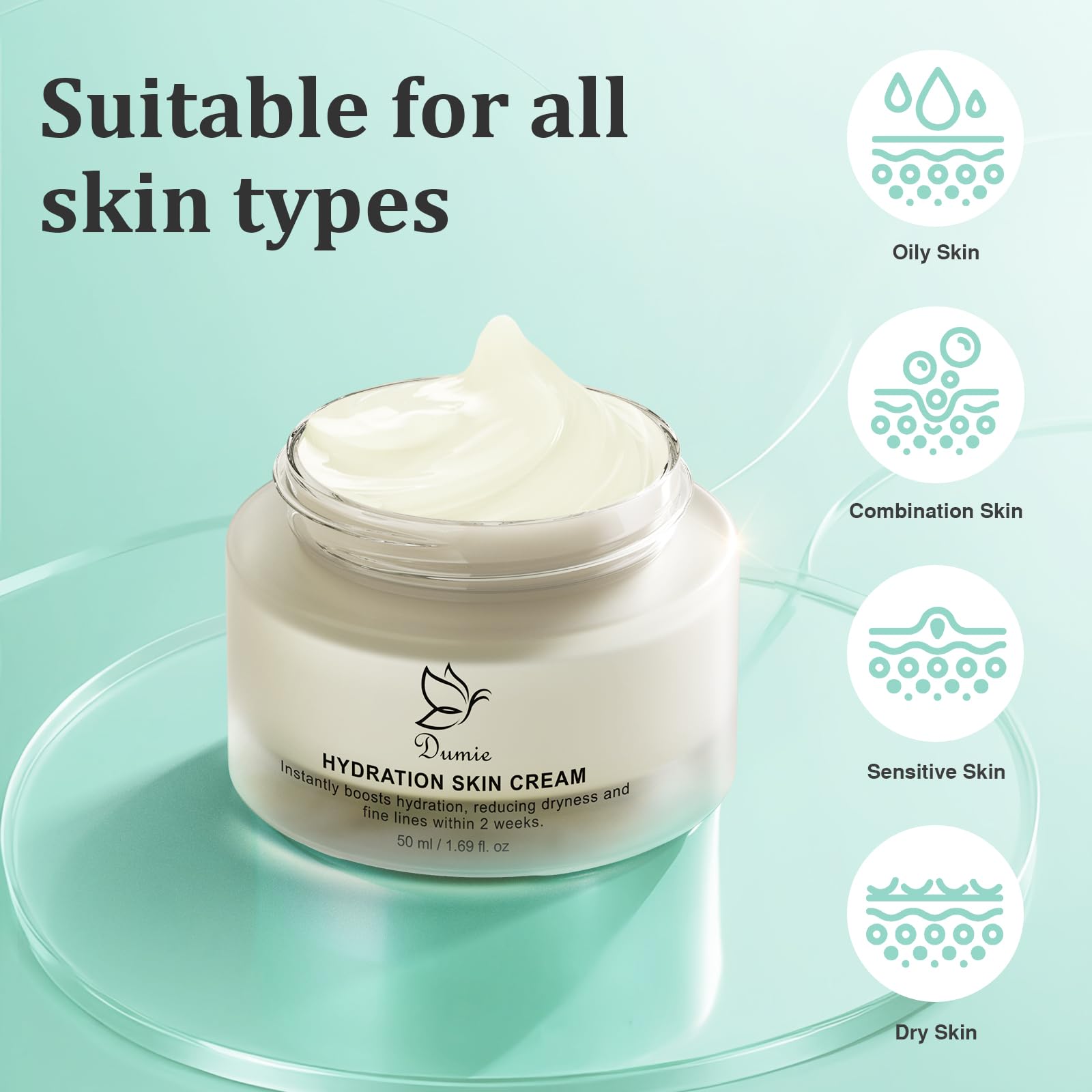 Dumie Anti Aging Face Moisturizer,Reduces Dryness and Fine Lines in 2 Weeks,Instantly Boosts Hydration,Korean Skin Care,1.69 oz/50ml