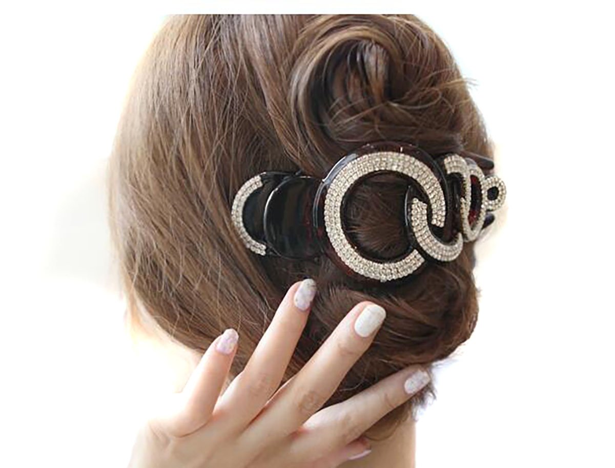 1PC Elegant Style Womens Hair AccessoriesÃ‚ Fancy Rhinestones Claw Clip Jaw Clips for Thick Hair (Brown)